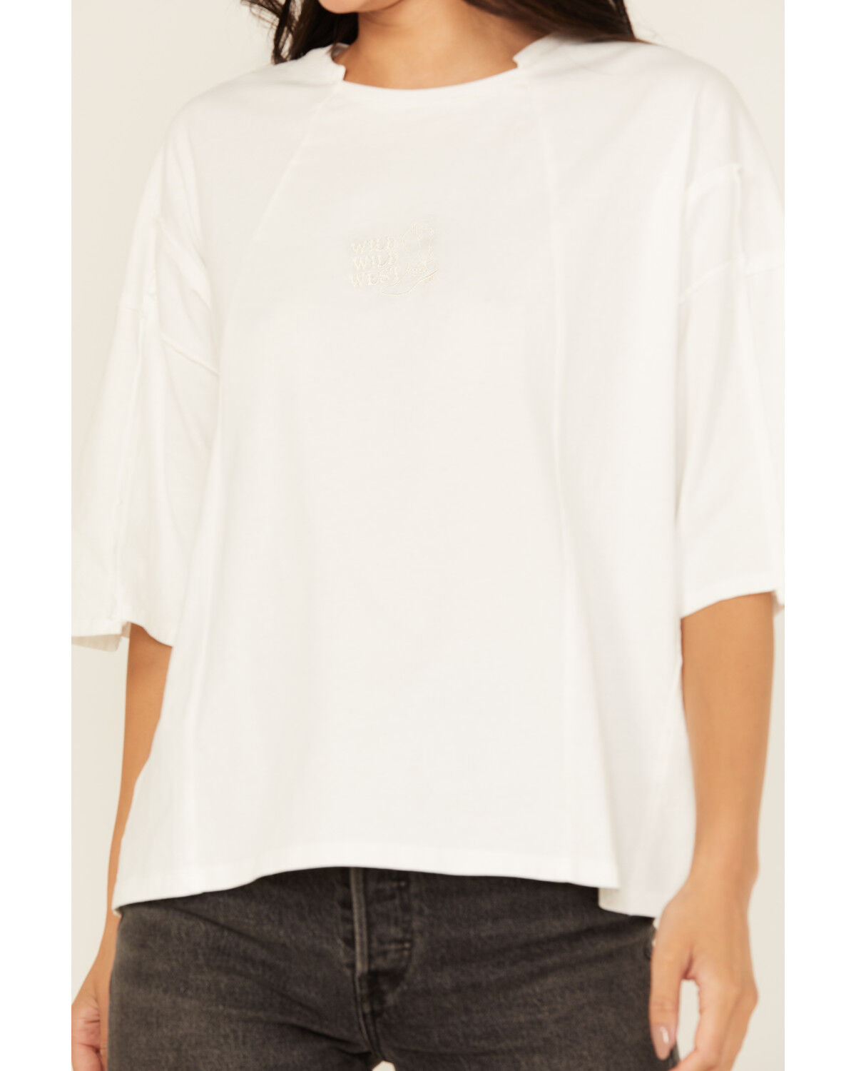 Blue B Women's Solid Embroidered Short Sleeve Tee