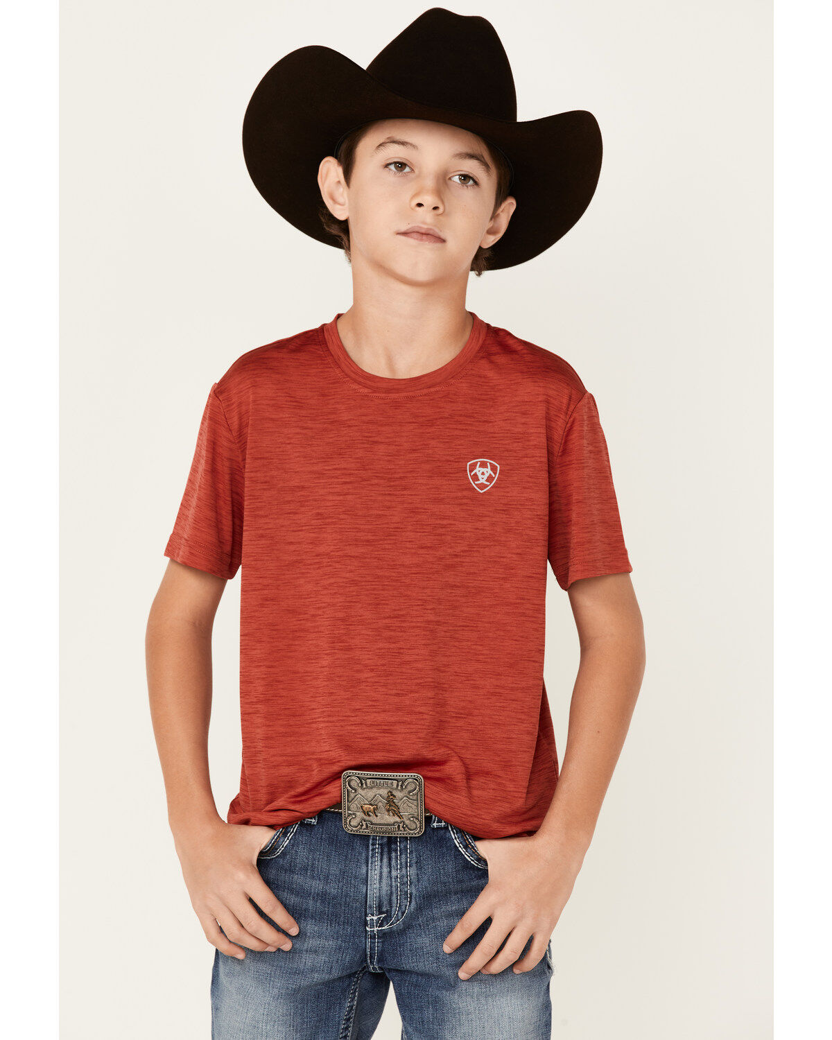 Ariat Boys' Charger Vertical Flag Graphic Short Sleeve T-Shirt