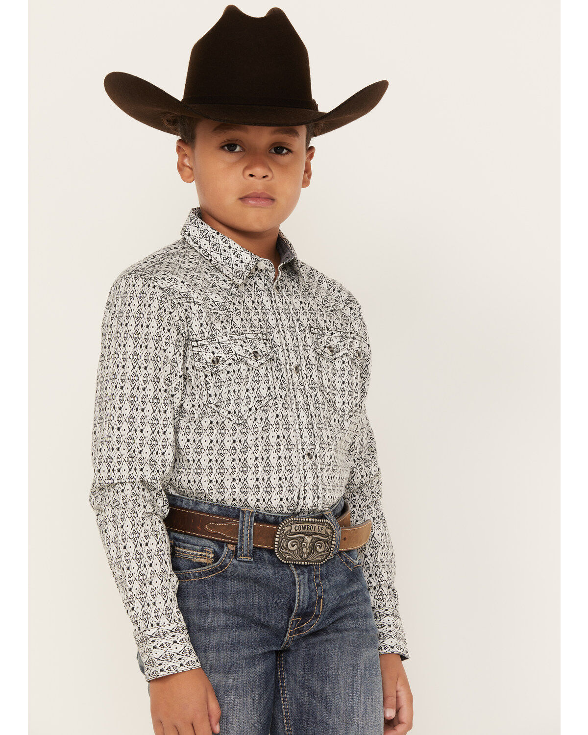 Cody James Boys' Southwestern Print Long Sleeve Western Snap Shirt