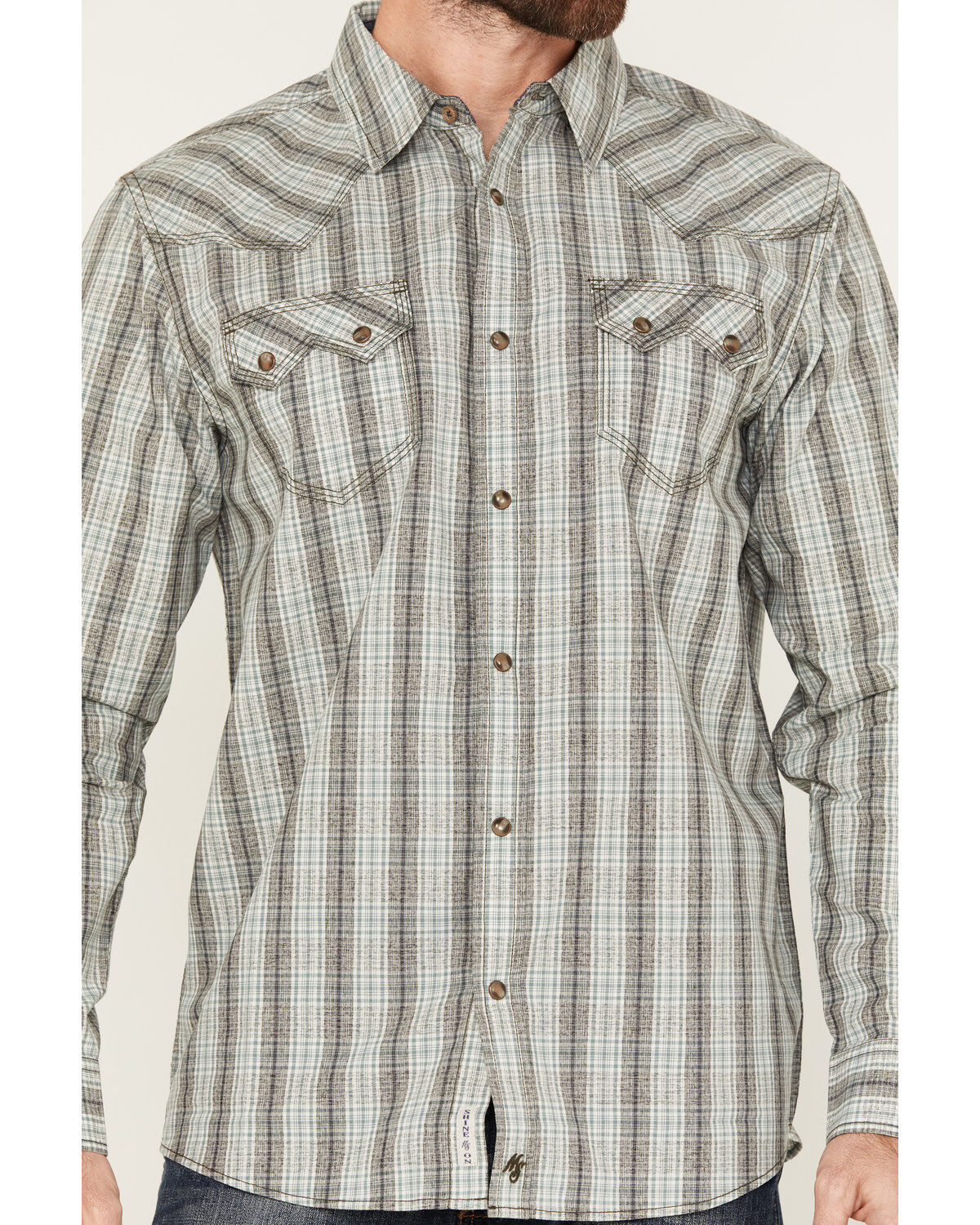 Moonshine Spirit Men's Bourbon Street Plaid Print Long Sleeve Snap Western Shirt