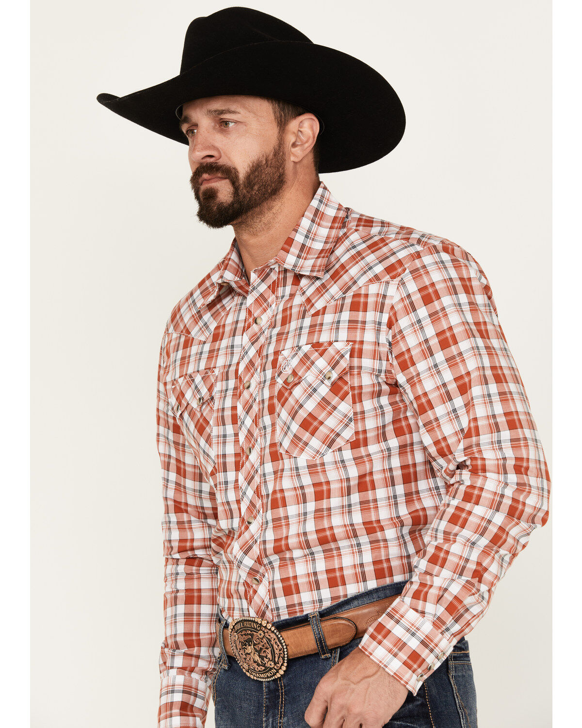 Wrangler Retro Men's Plaid Print Long Sleeve Snap Western Shirt