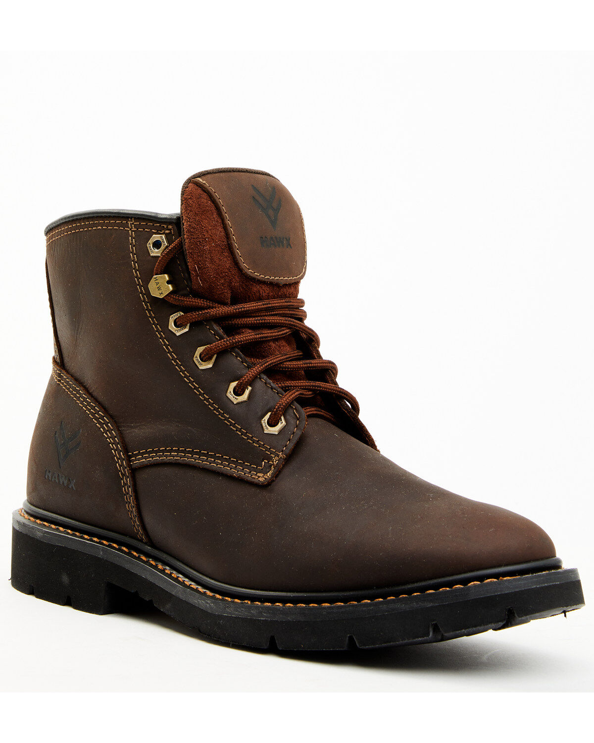 Hawx Men's Oily Crazy Horse 6" Lace-Up Soft Work Boots - Round Toe