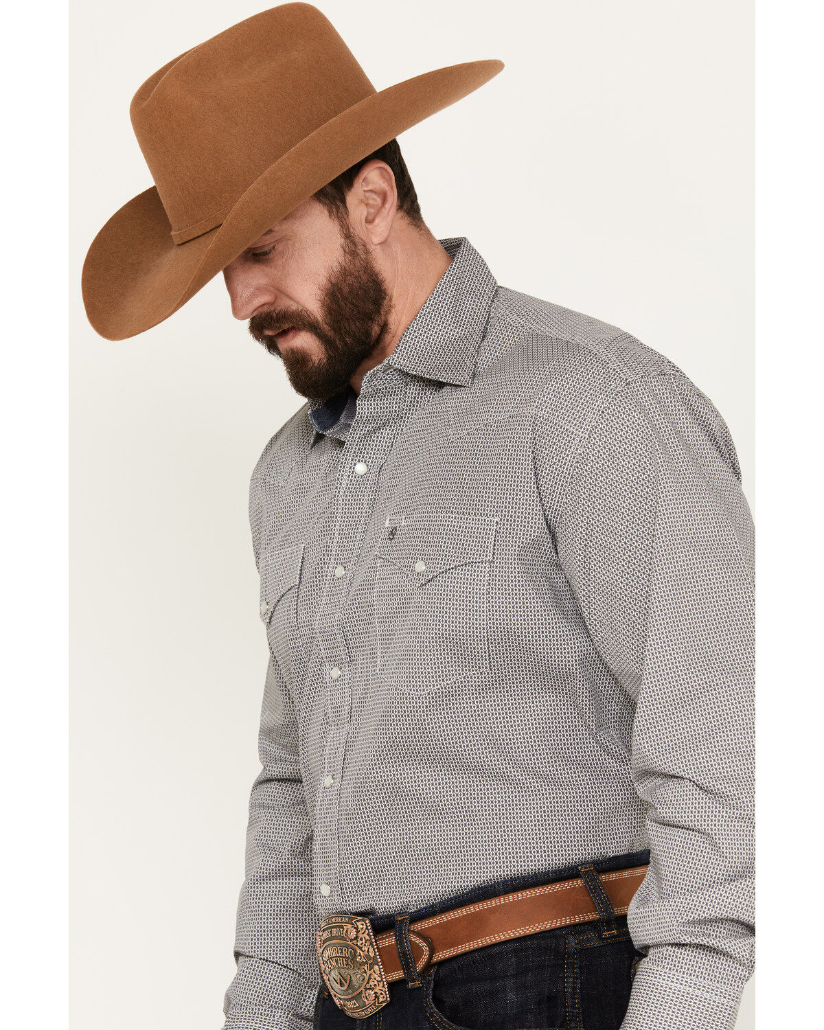 Stetson Men's Diamond Geo Print Long Sleeve Western Pearl Snap Shirt