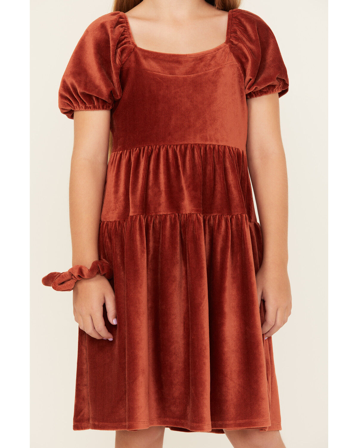 Shyanne Girls' Corduroy Puff Sleeve Dress