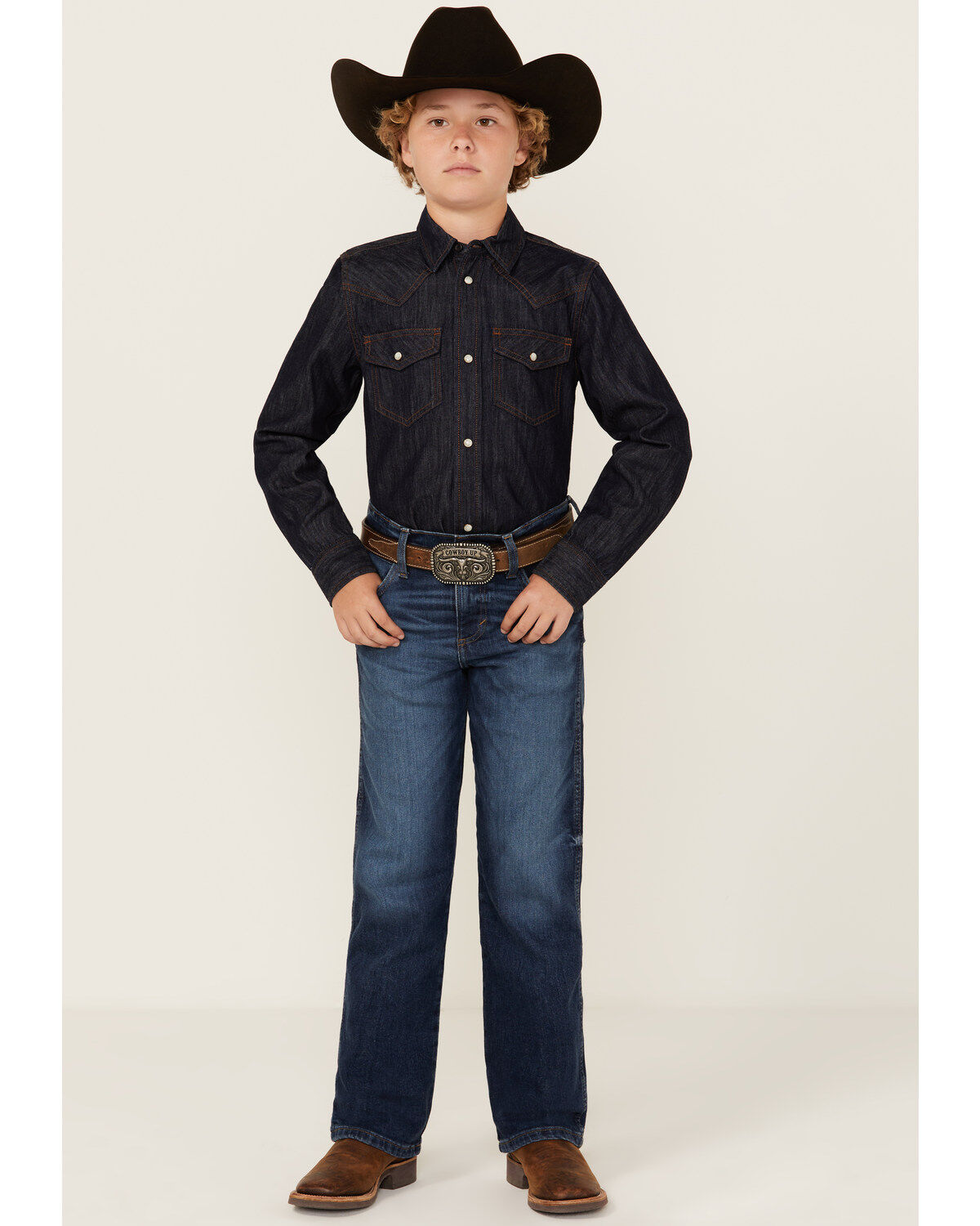 Wrangler Retro Boys' Troxler Dark Wash Relaxed Bootcut Stretch Denim Jeans