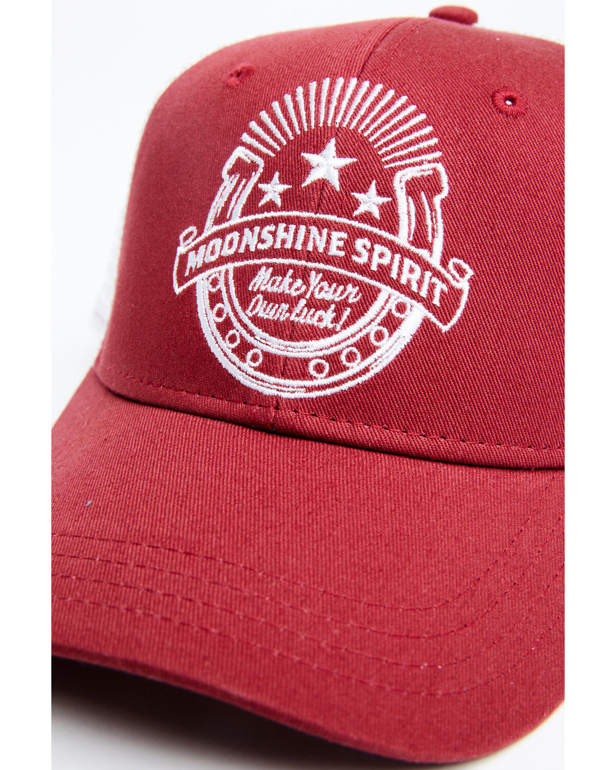 Moonshine Spirit Men's Red Horseshoe Embroidered Mesh-Back Ball Cap