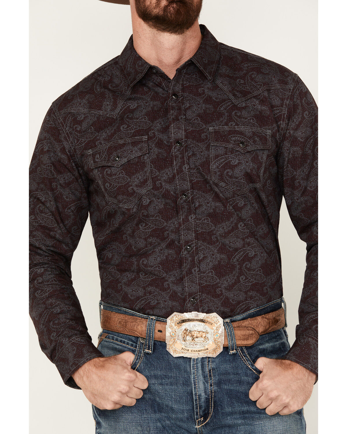 Moonshine Spirit Men's Stage Light Long Sleeve Snap Western Shirt