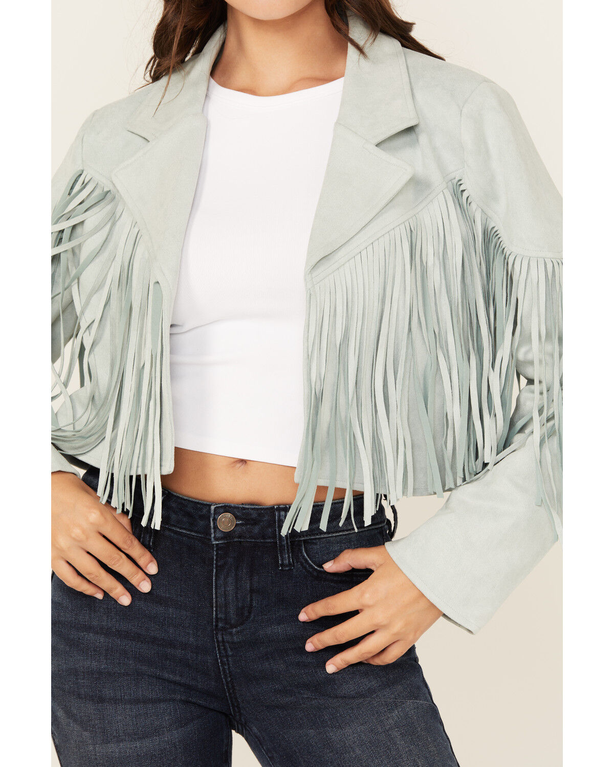 Saints & Hearts Women's Faux Suede Fringe Jacket