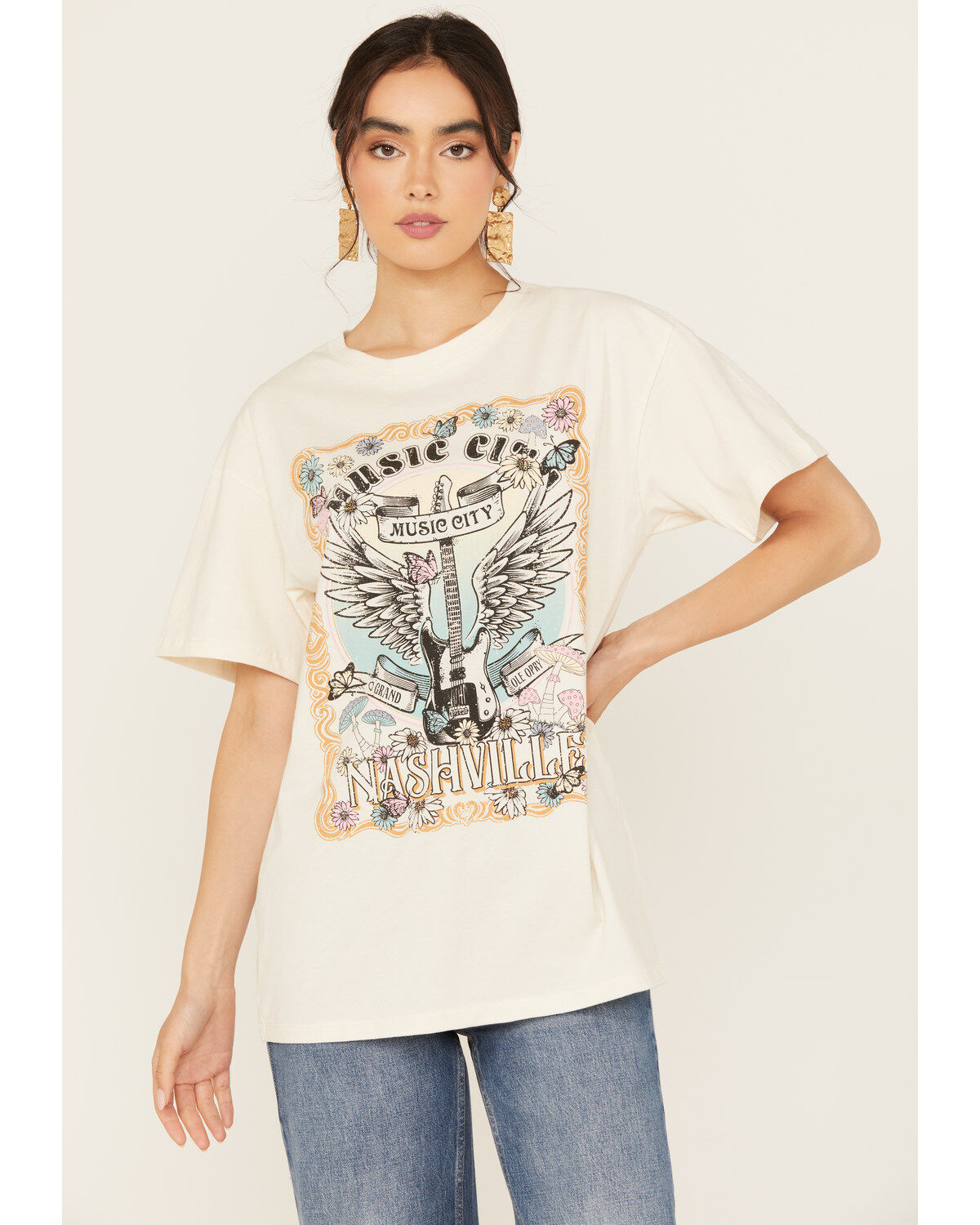 Somewhere West Women's Antique Nashville Music Short Sleeve Graphic Tee