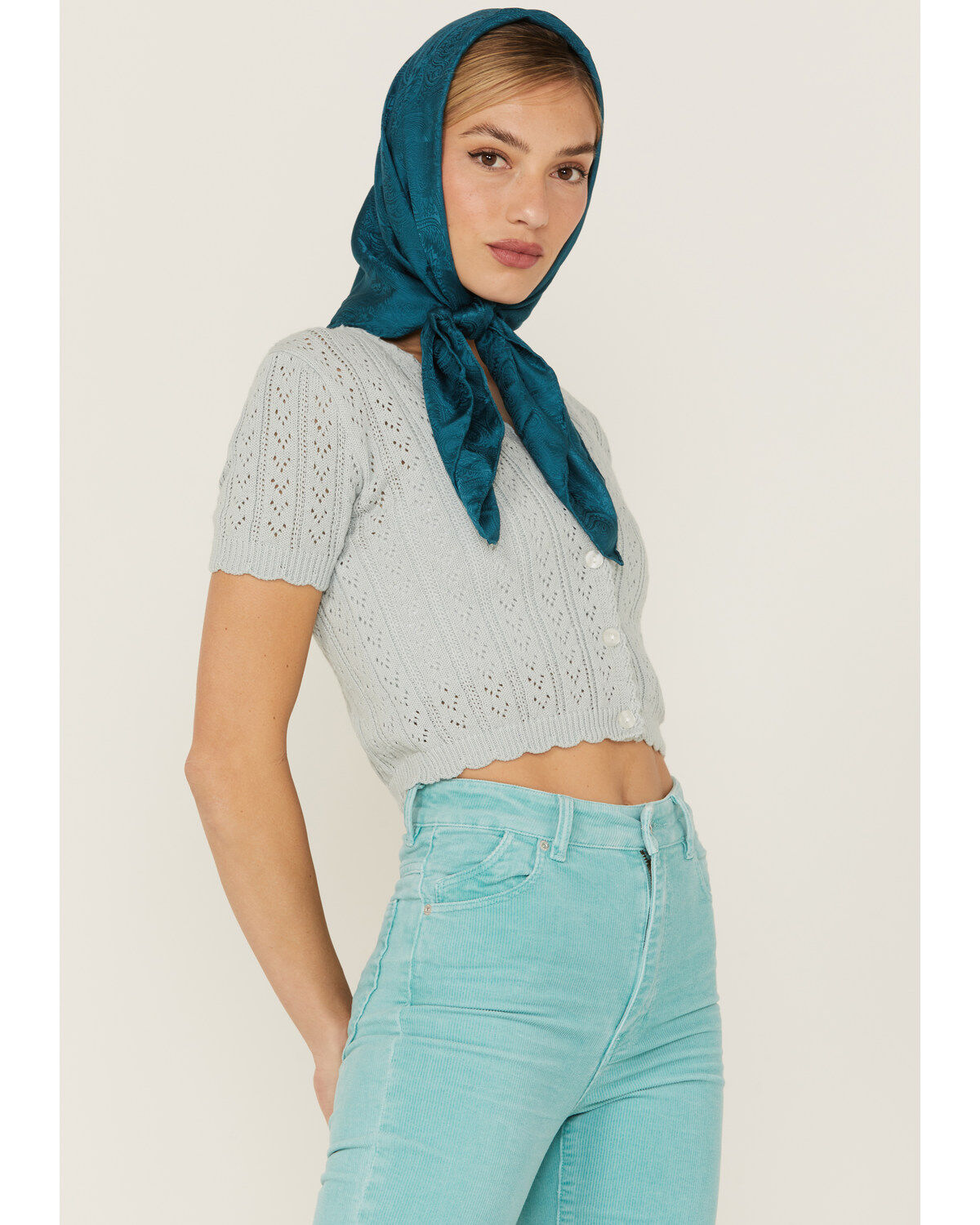 Beyond The Radar Women's Fitted Short Sleeve Cardigan