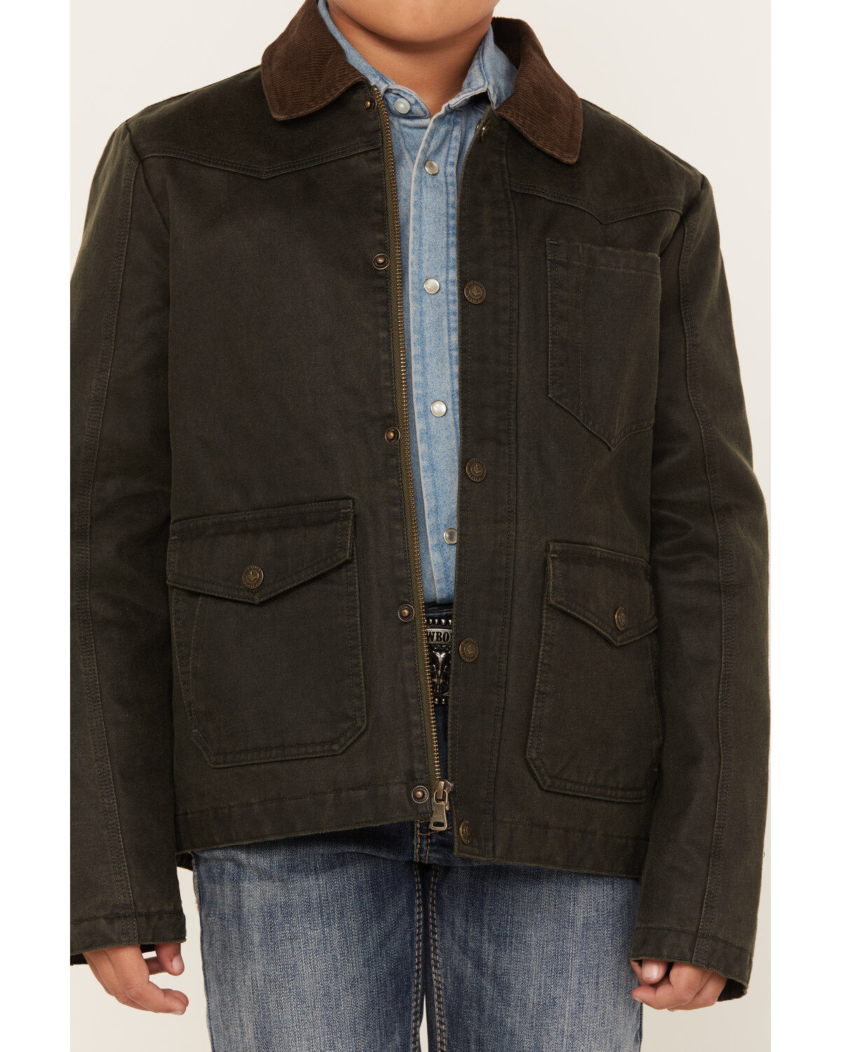 Cody James Boys' Rancher Faux Oil Skin Field Jacket