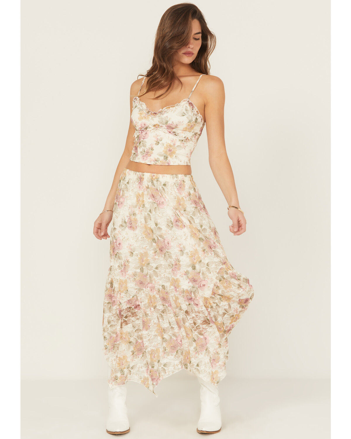 Originality Women's Boot Barn Exclusive Floral Print Lace Midi Skirt