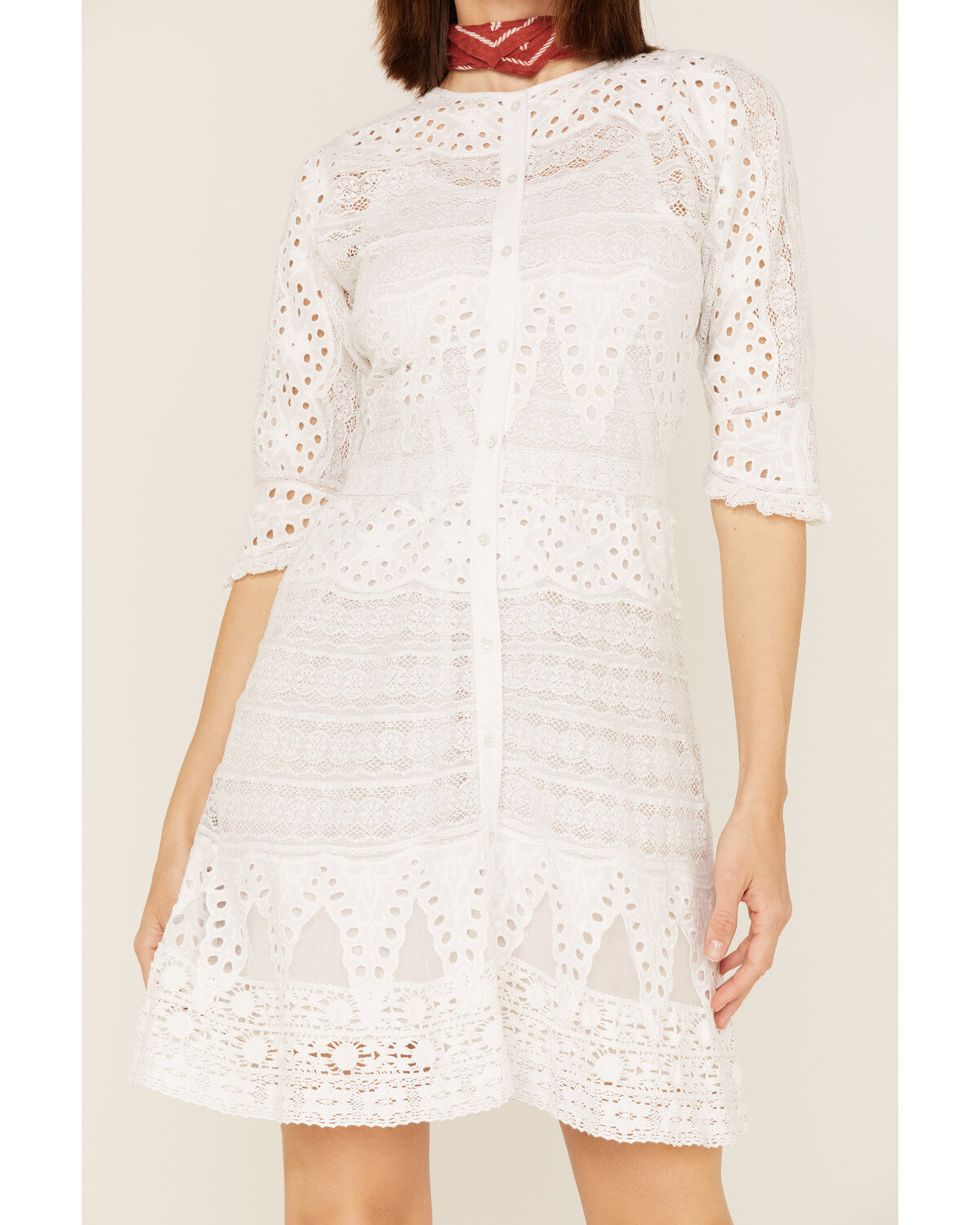 Maia Bergman Women's Vera Eyelet Lace Long Sleeve Mini Dress