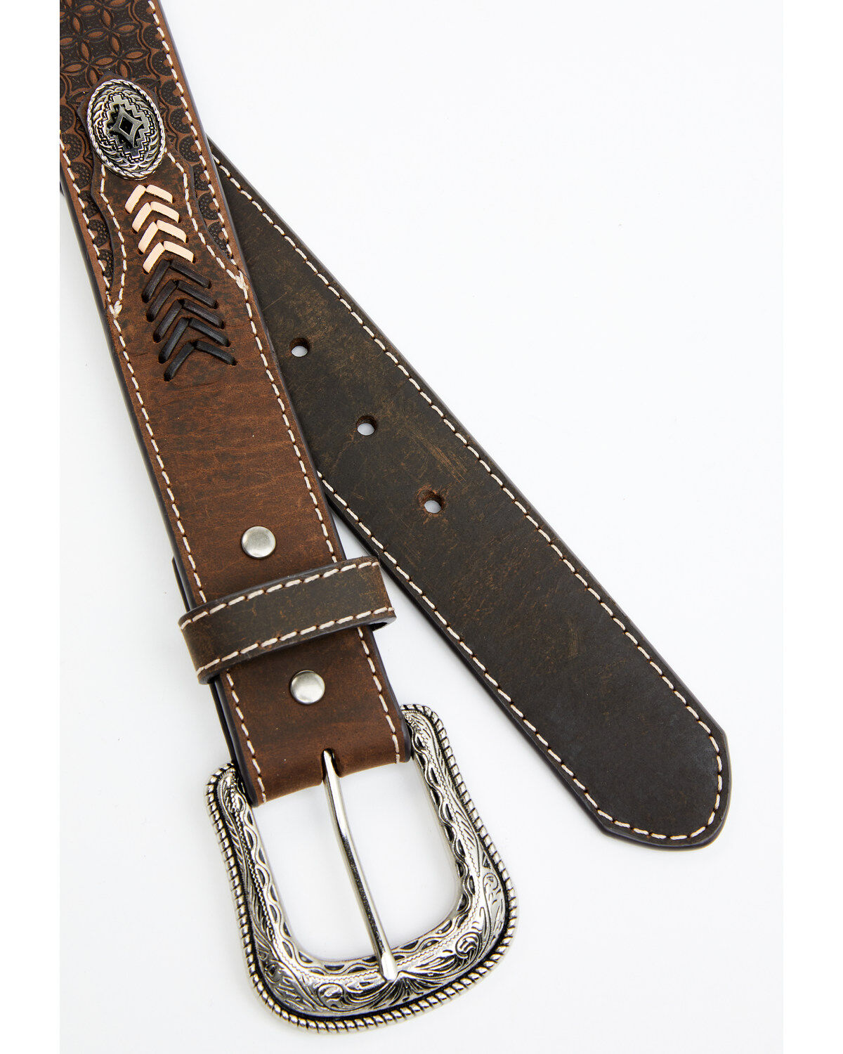 Cody James Men's Southwestern Concho Belt With Lace Detail