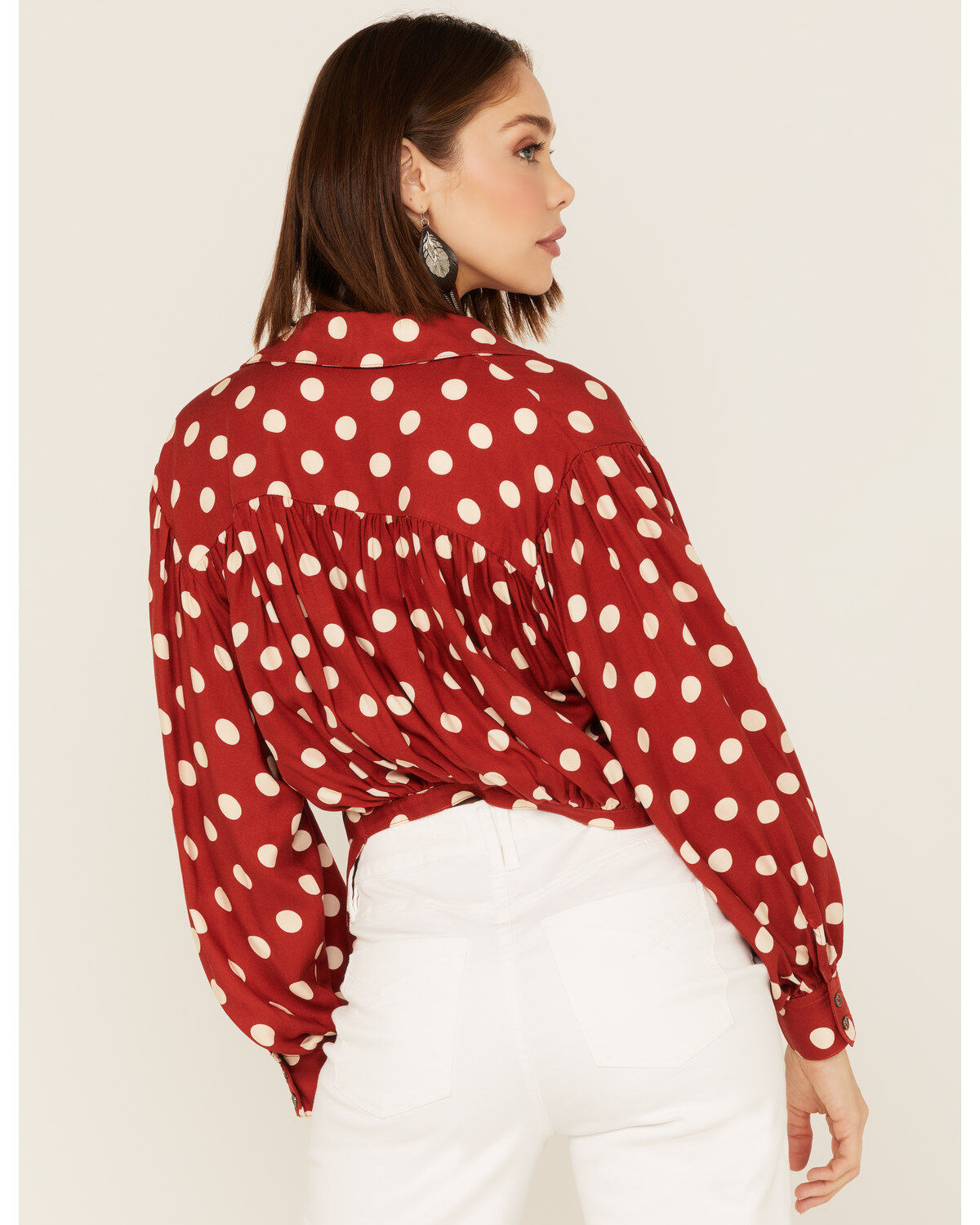 Maggie Sweet Women's Almeria Polka Dot Long Sleeve Button Down Shirt