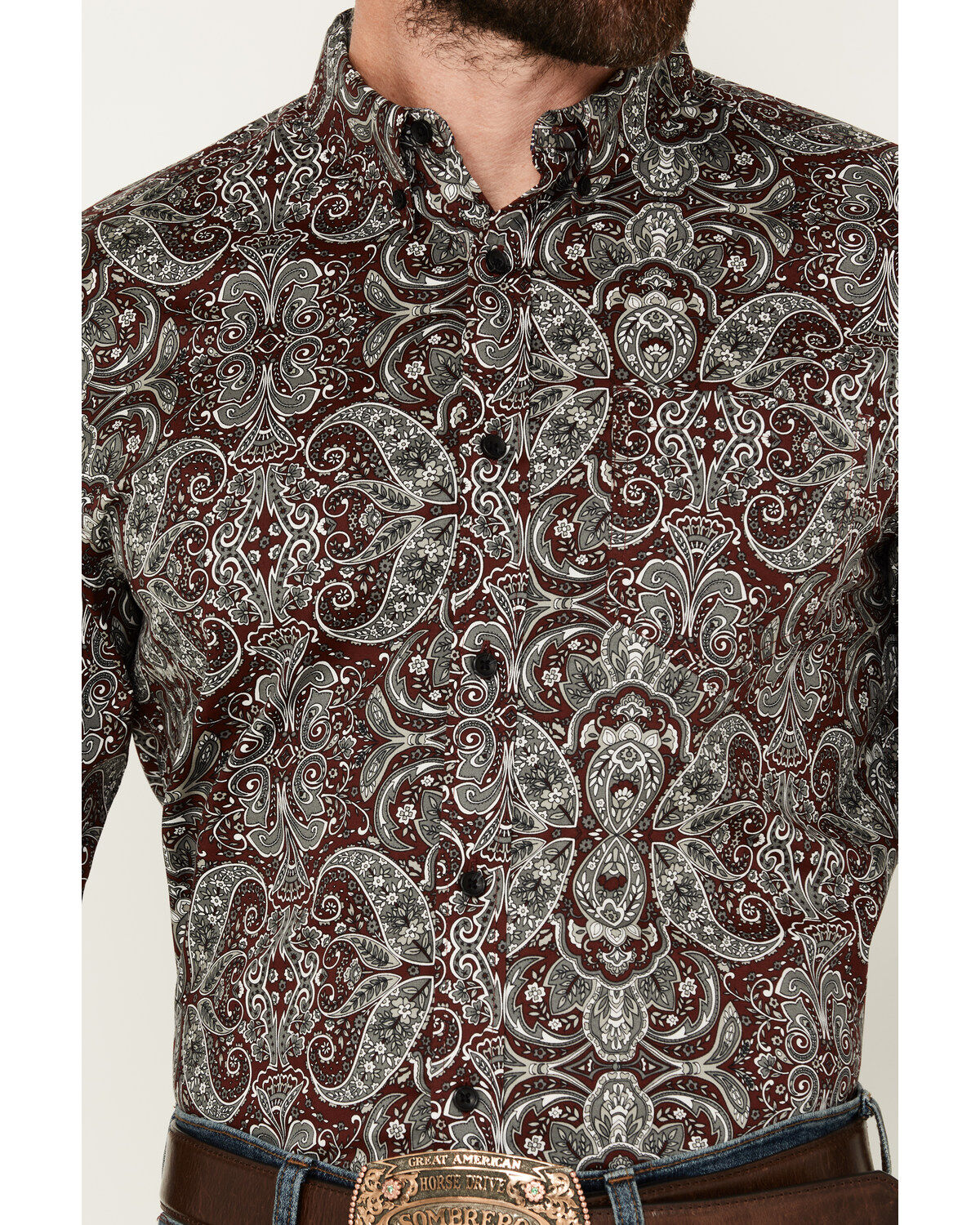 Cody James Men's Showcase Paisley Print Long Sleeve Button-Down Stretch Western Shirt