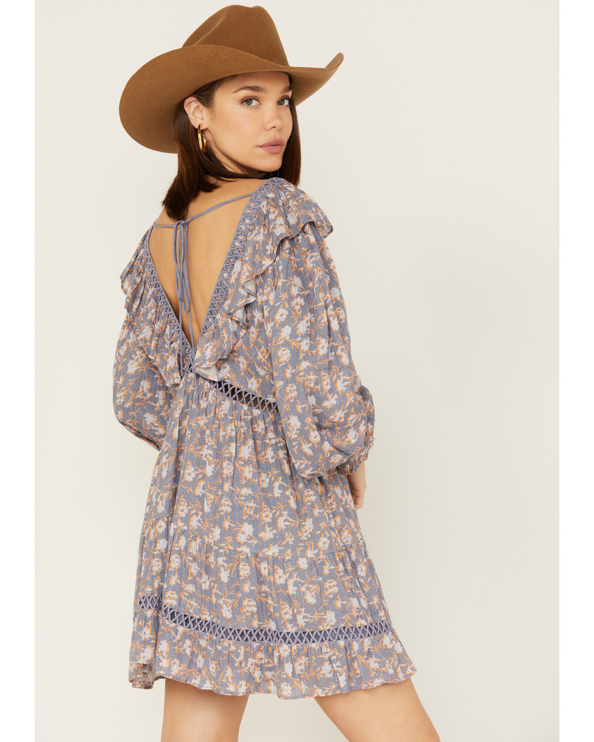 Jen's Pirate Booty Women's Floral Print Long Sleeve Wildflower Lasi Mini Dress