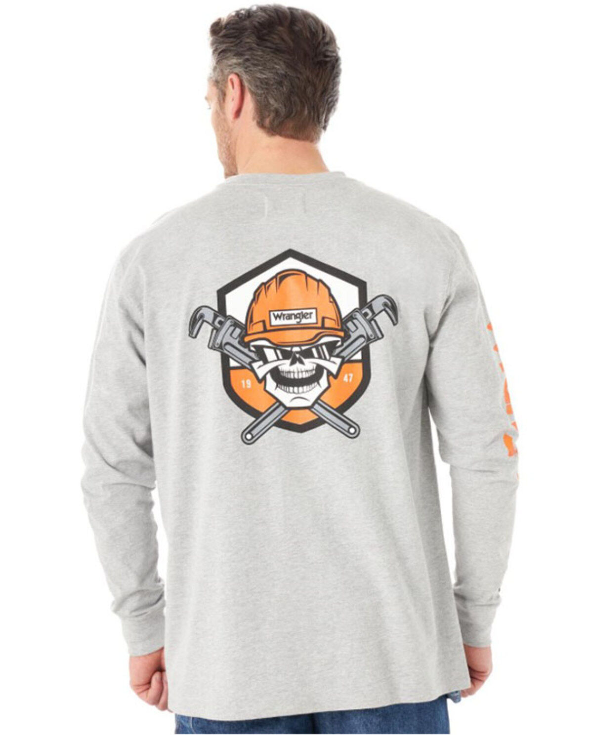 Wrangler FR Men's Wrench Skull Graphic Long Sleeve Work T-Shirt - Big