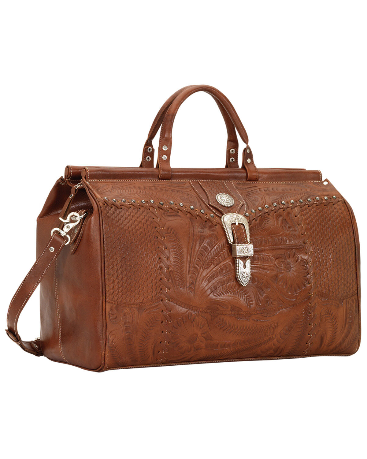 American West Antique Tan Leather Duffel Bag