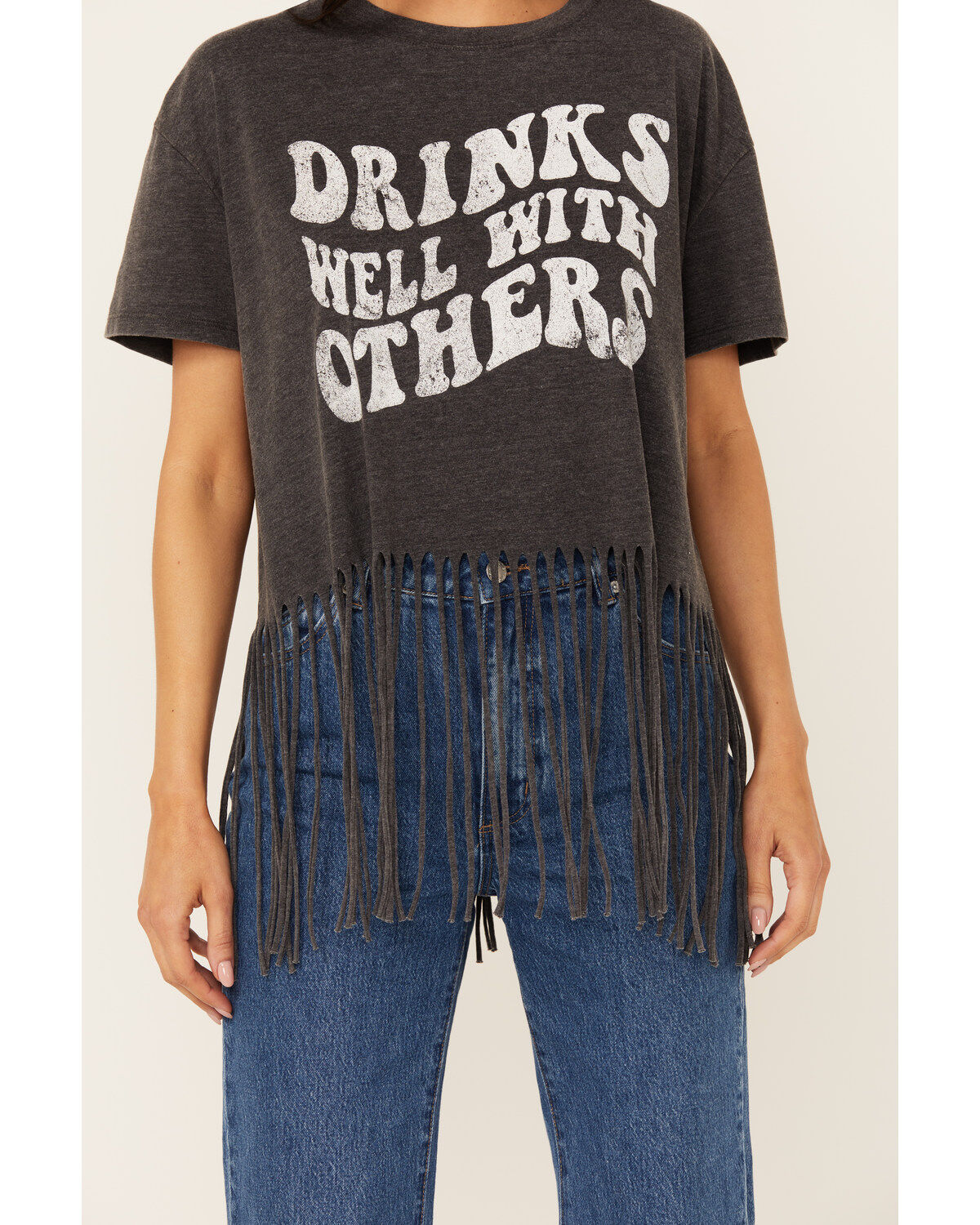 Blended Women's Drinks Well With Others Fringe Graphic Tee