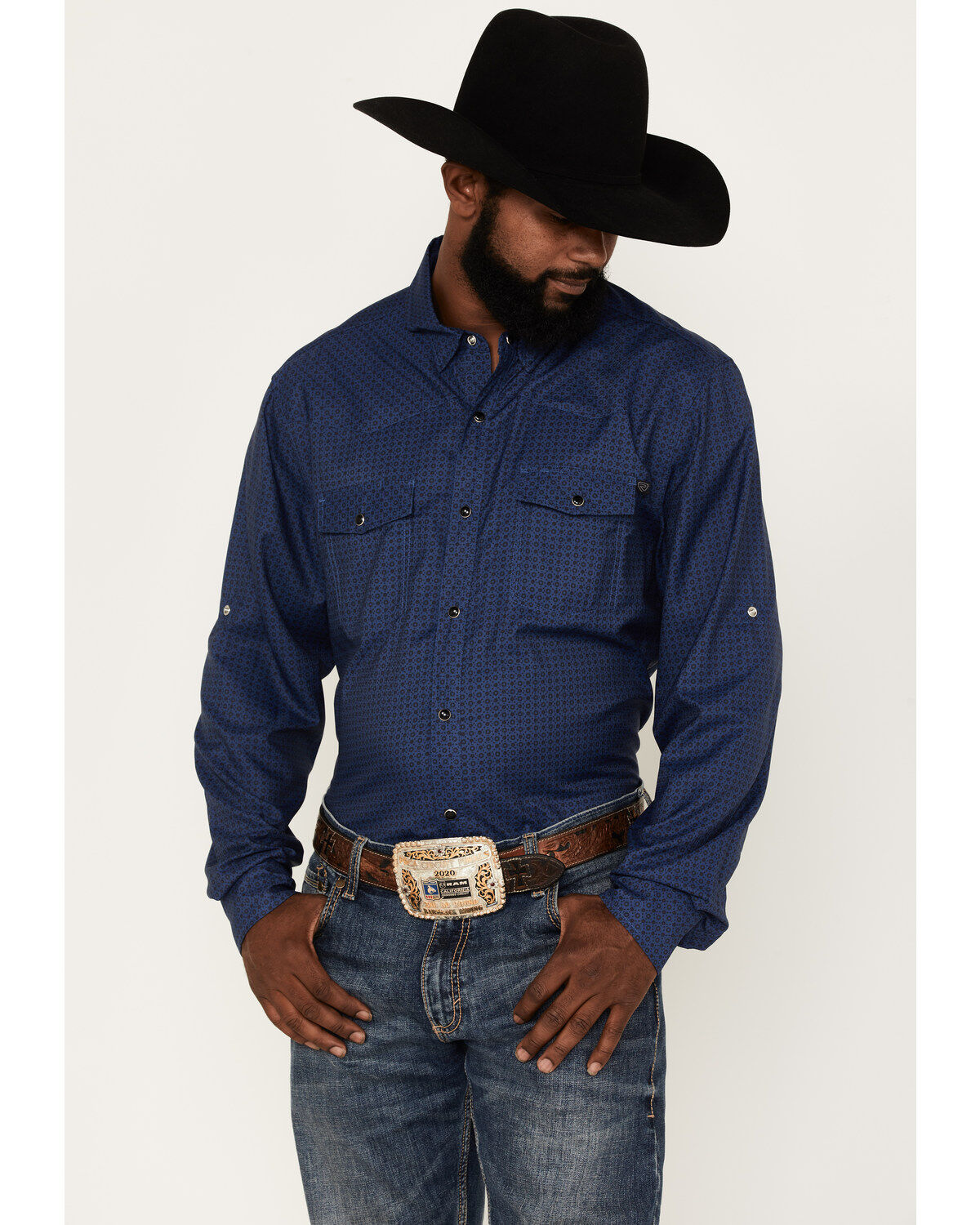 Rock & Roll Denim Men's Tek Geo Pattern Long Sleeve Snap Western Shirt