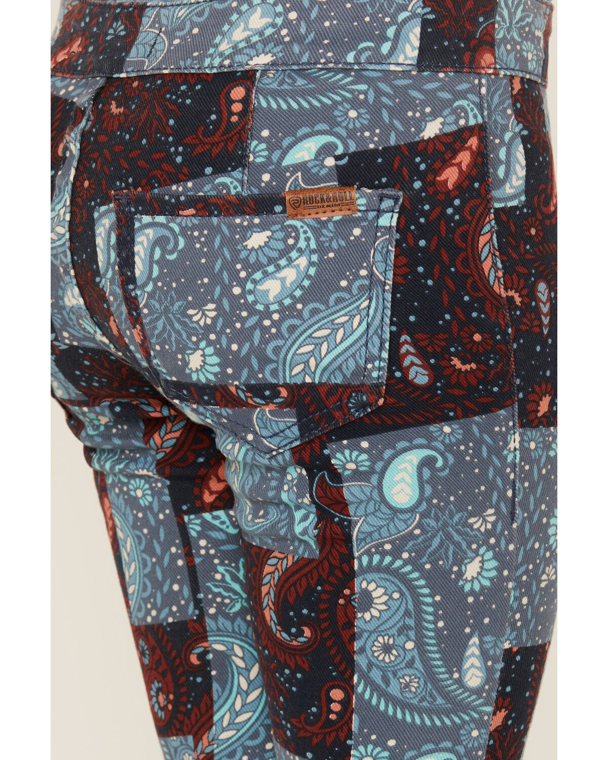 Rock & Roll Denim Girls' Patchwork Print Flare Jeans