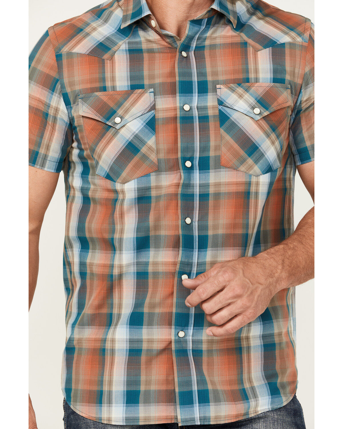 Pendleton Men's Frontier Plaid Print Short Sleeve Pearl Snap Western Shirt