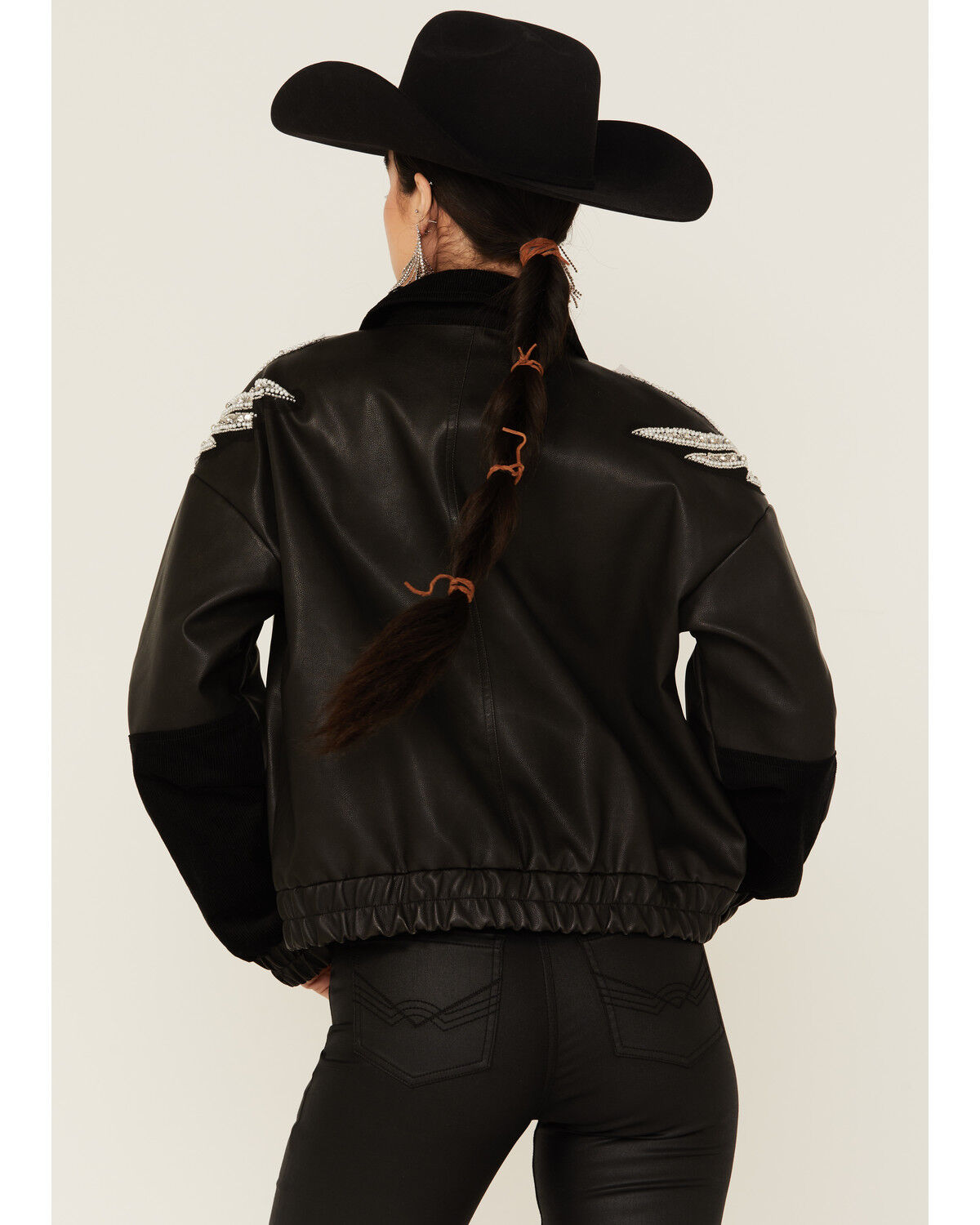 Miss Me Women's Winged Faux Leather Jacket