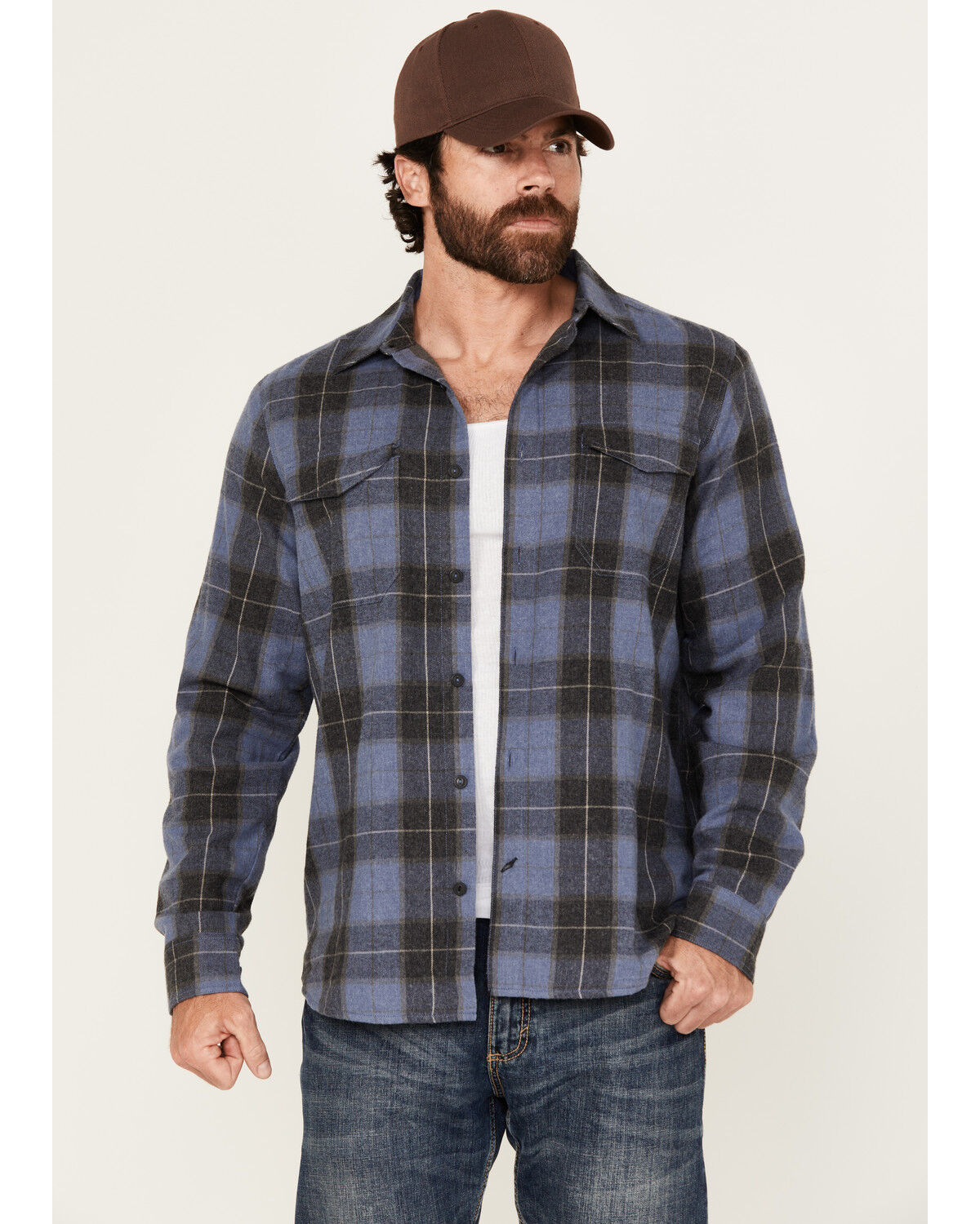 Brothers and Sons Men's Bronson Plaid Print Long Sleeve Button-Down Flannel Shirt