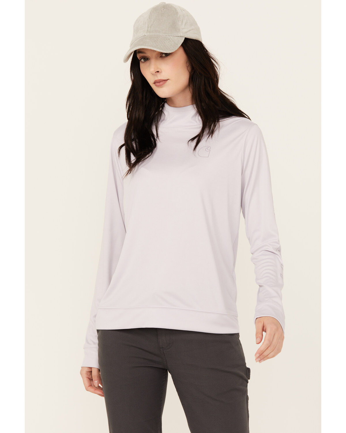 Carhartt Women's Force Sun Defender Relaxed Fit Lightweight Logo Hooded Graphic Long Sleeve