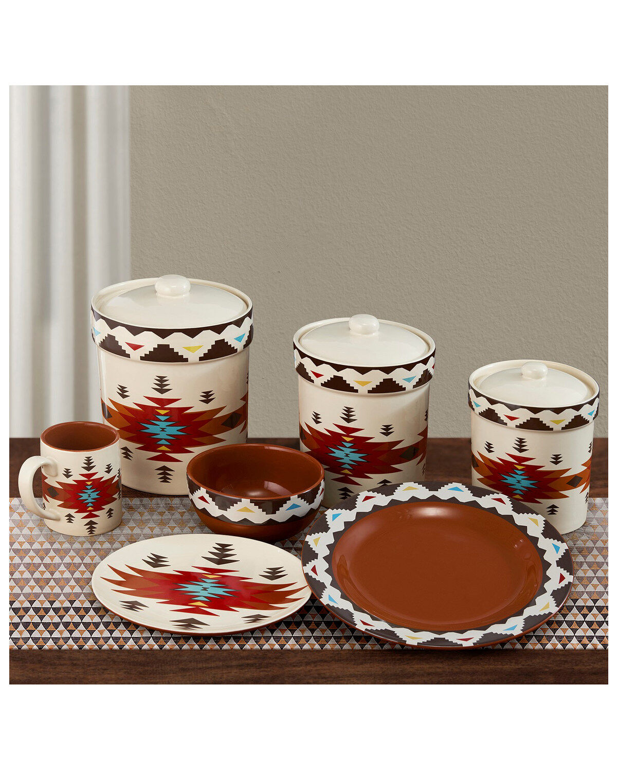 HiEnd Accents Del Sol Southwestern Dinnerware & Canister Set - 19 Piece