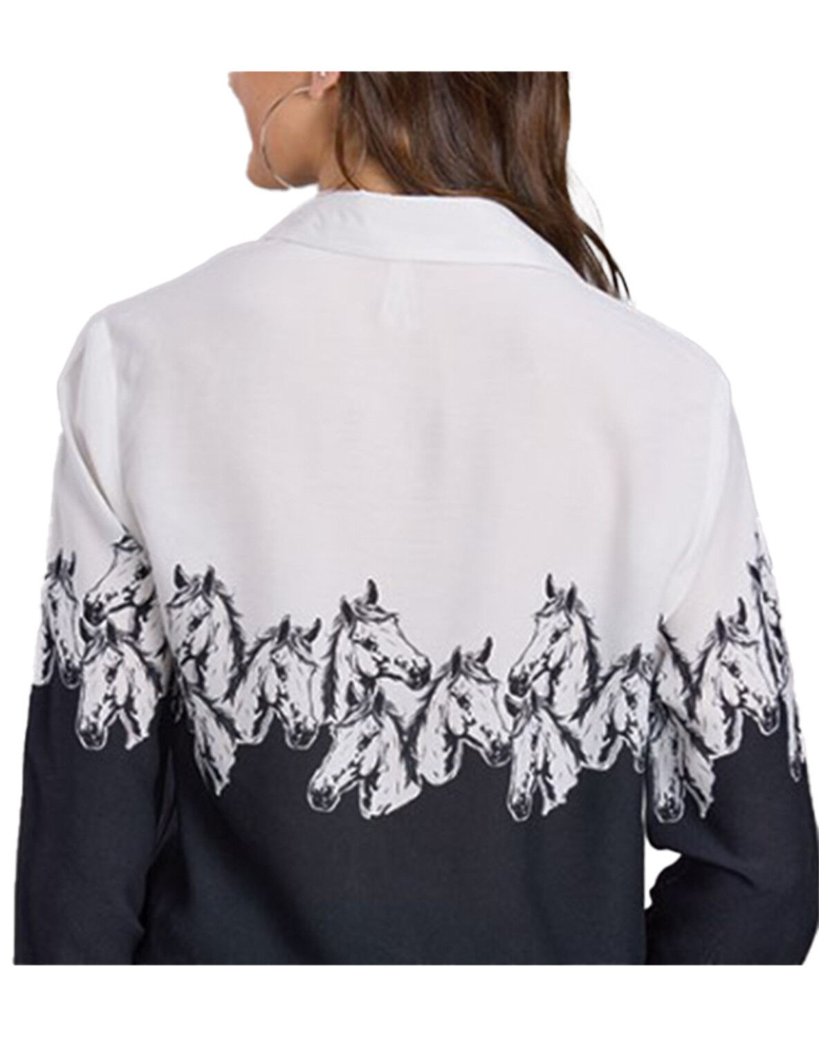 Roper Women's Horse Border Long Sleeve Snap Western Shirt