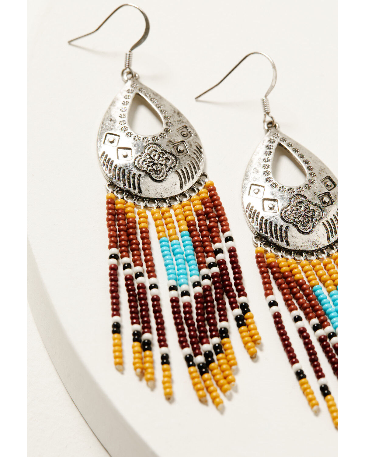 Shyanne Women's Frontier Antique Teardrop Seed Bead Fringe Earrings