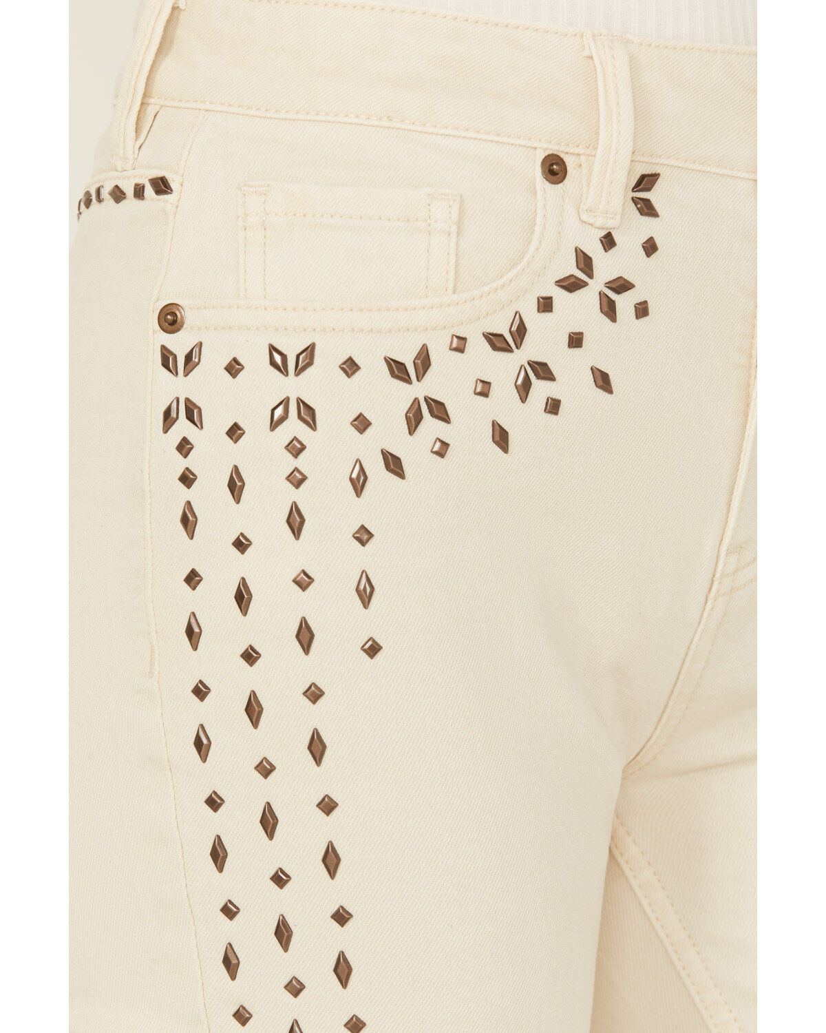 Wonderwest Women's Birch High Rise Studded Slim Bootcut Rigid-Like Stretch Denim Jeans