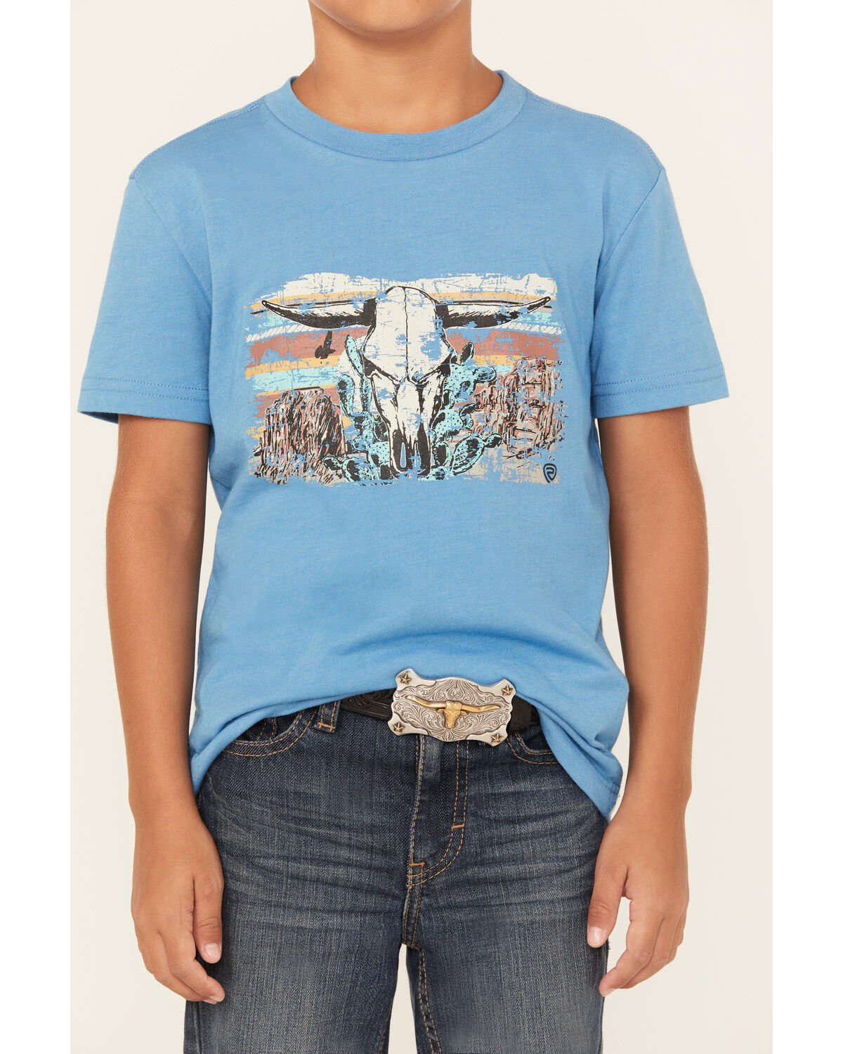 Rock & Roll Denim Boys' Desert Bull Skull Short Sleeve Graphic T-Shirt