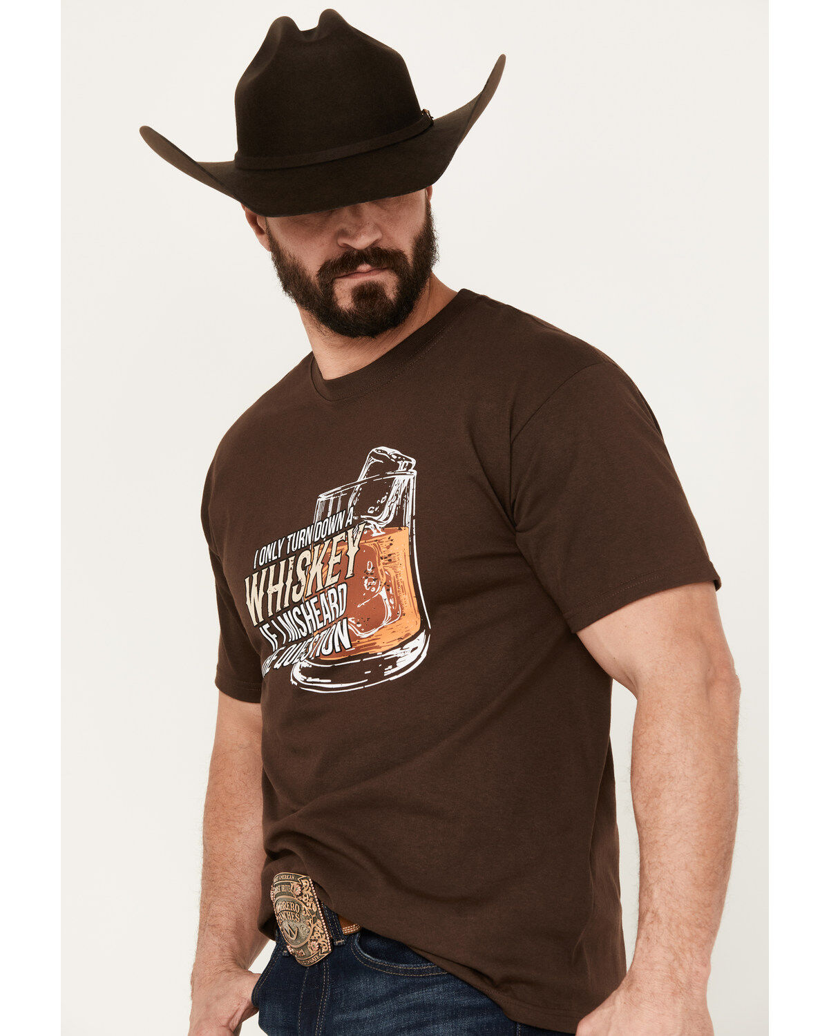Moonshine Spirit Men's Turn Down Whiskey Short Sleeve Graphic T-Shirt