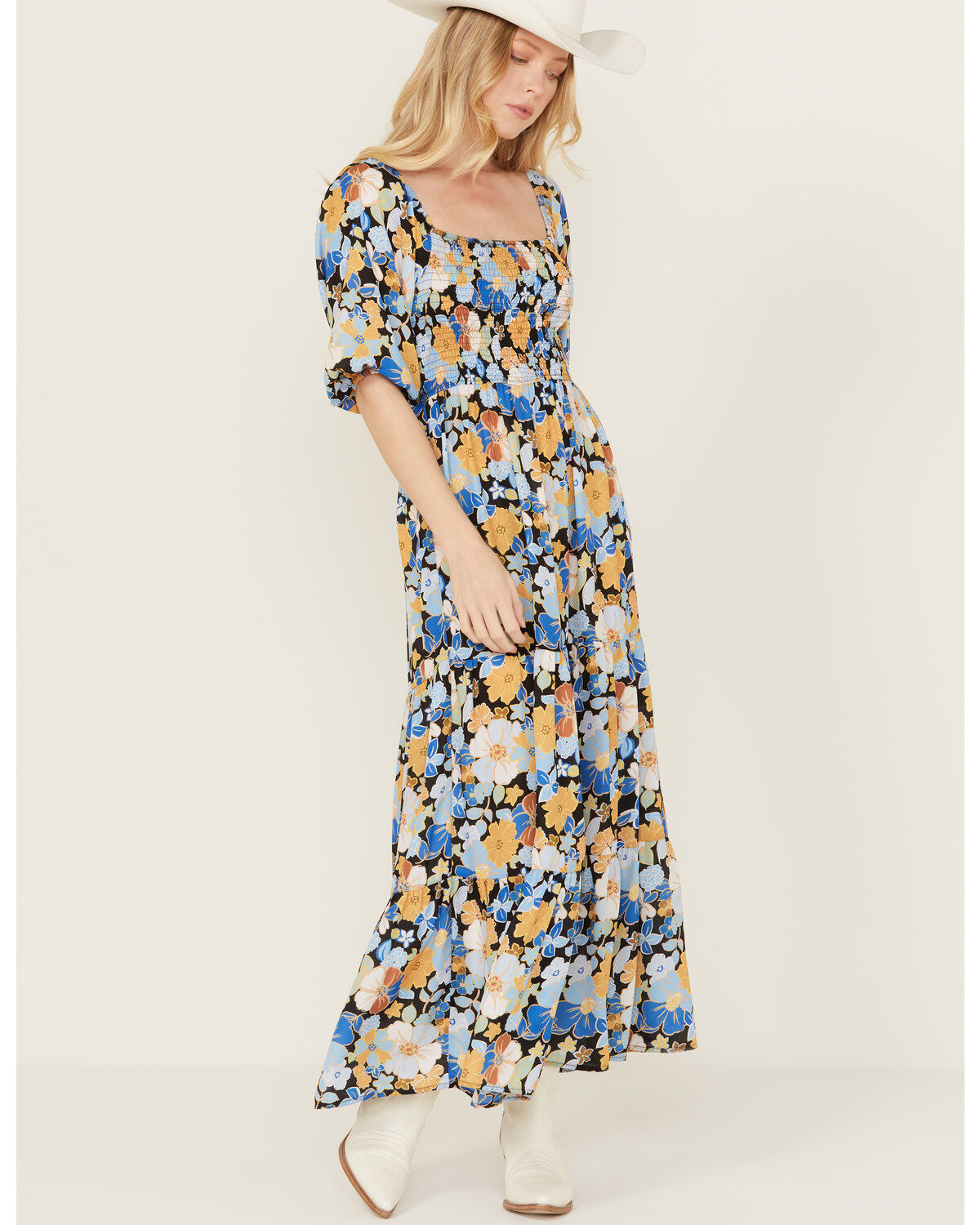 Wild Moss Women's Floral Print Midi Dress
