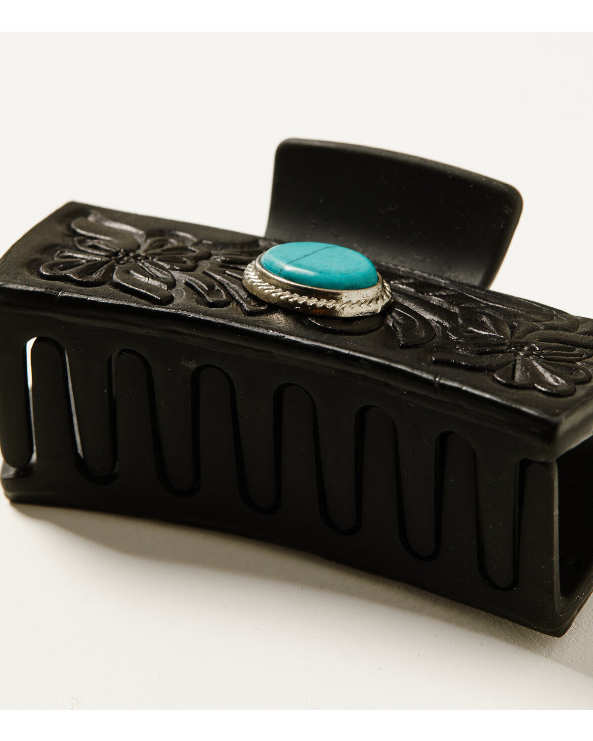 Shyanne Women's Tooled Floral Leather Hair Clip