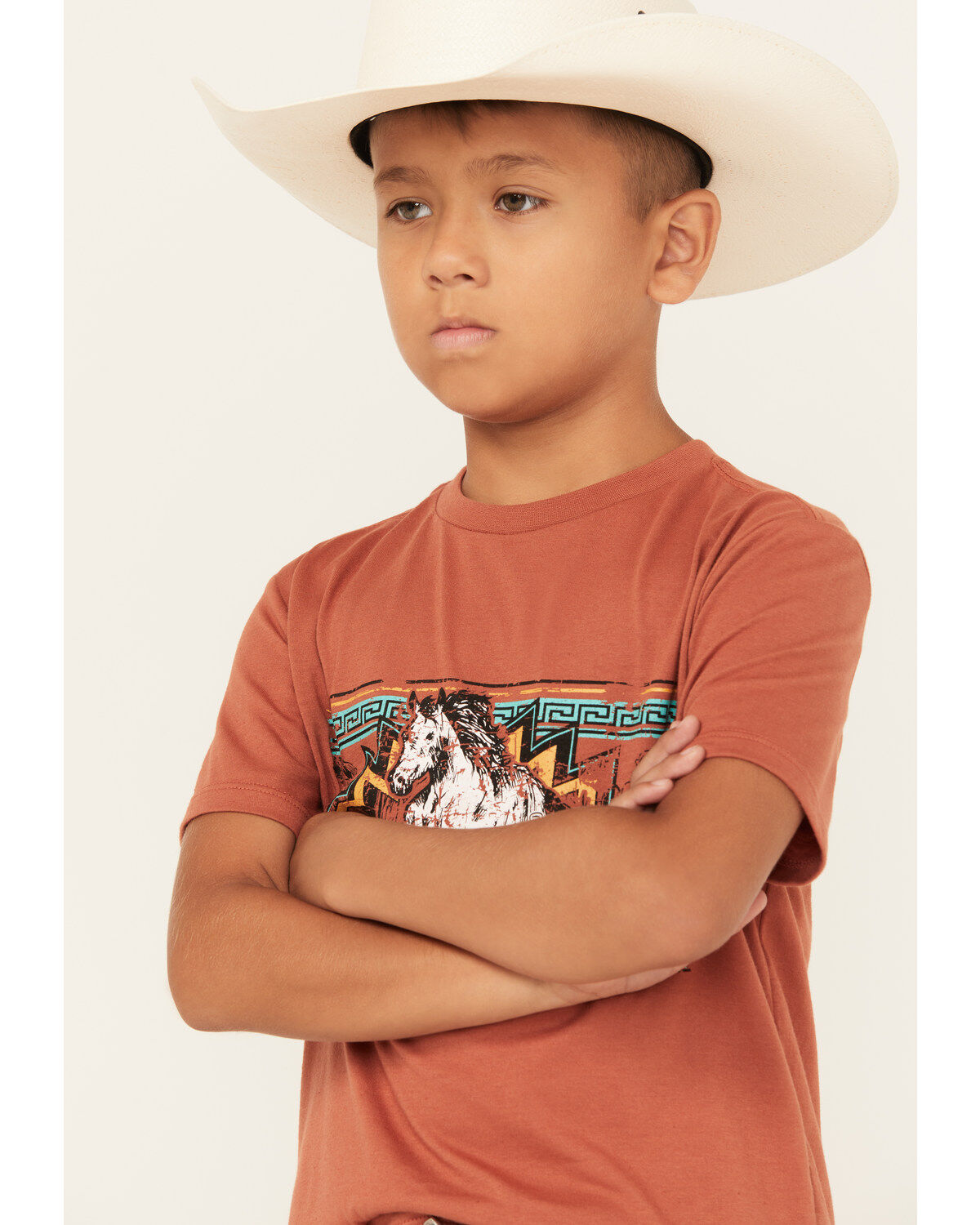 Rock & Roll Denim Boys' Southwestern Horse Short Sleeve Graphic T-Shirt