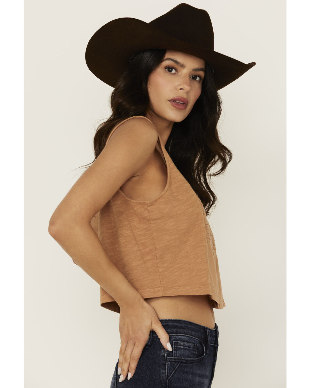 Cleo + Wolf Women's Brighton Cropped Pintuck Tank