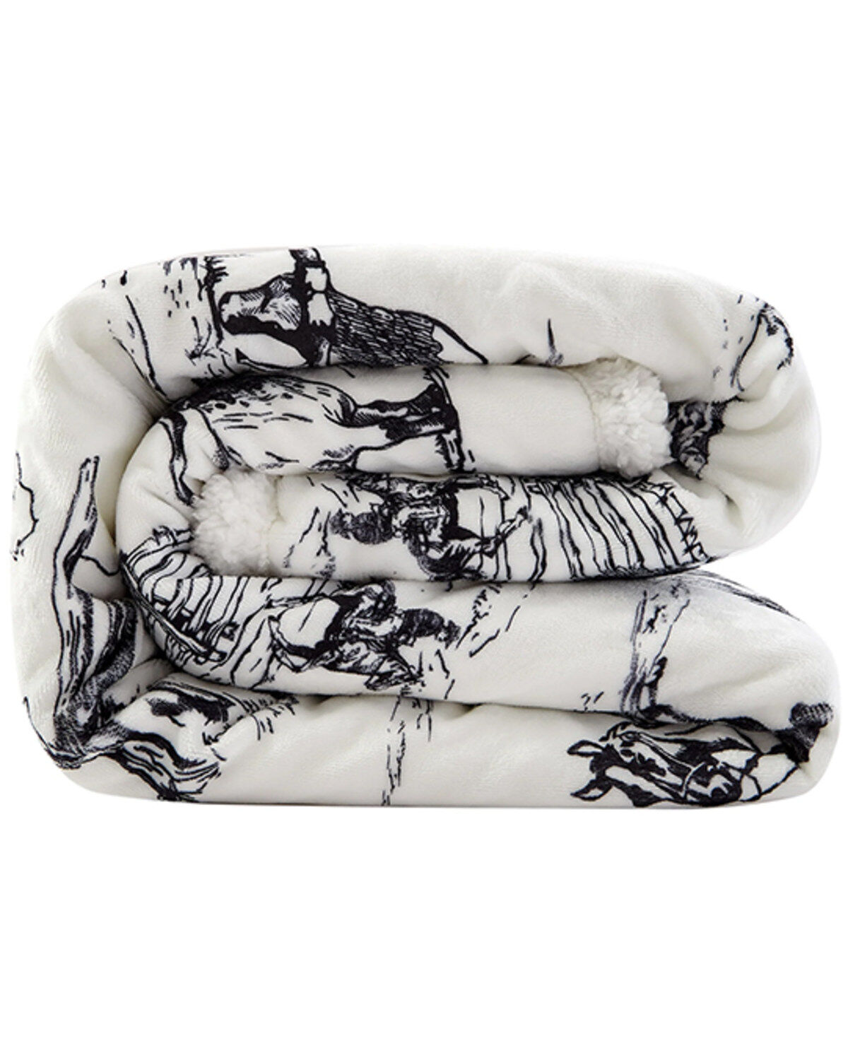 HiEnd Accents Ranch Life Western Toile Campfire Sherpa Throw