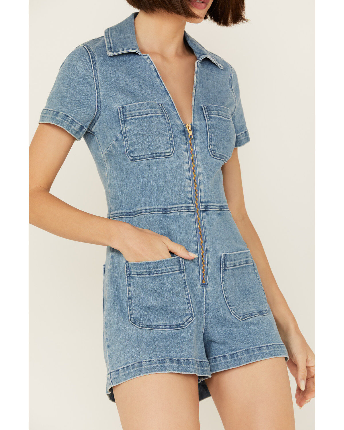 Show Me Your Mumu Women's Short Sleeve Zip Romper