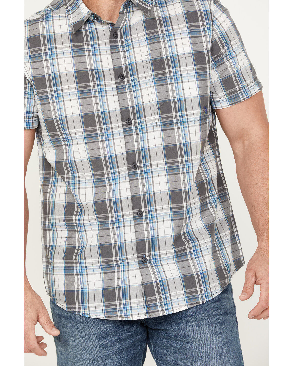 Brothers and Sons Men's Wagoner Plaid Print Short Sleeve Button-Down Western Shirt