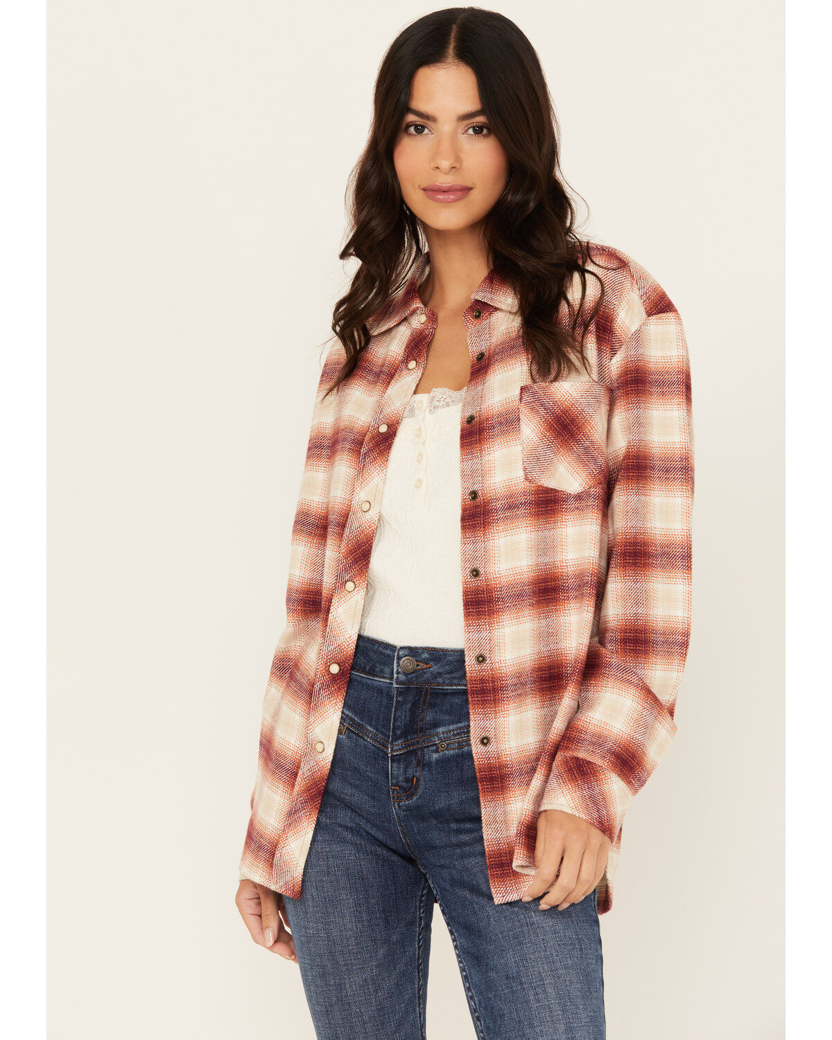 Idyllwind Women's Roby Plaid Print Long Sleeve Snap Shirt