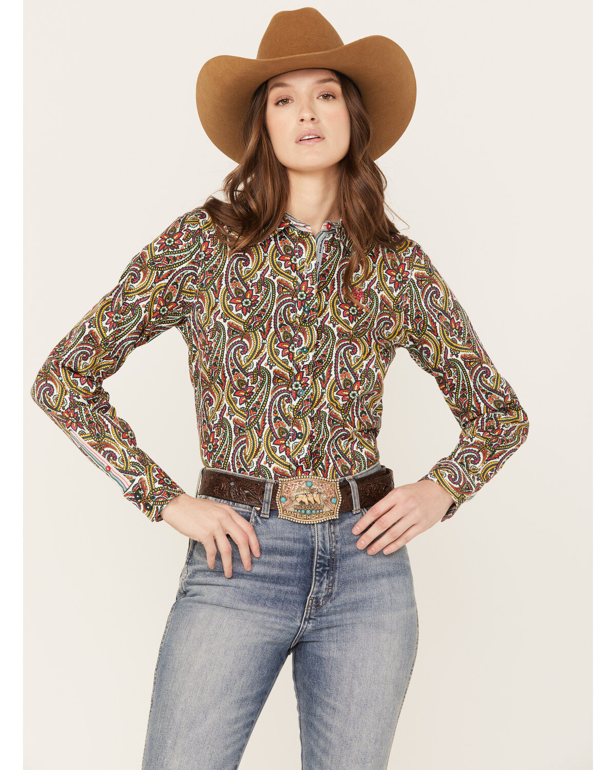 Cinch Women's Paisley Print Long Sleeve Button-Down Western Shirt