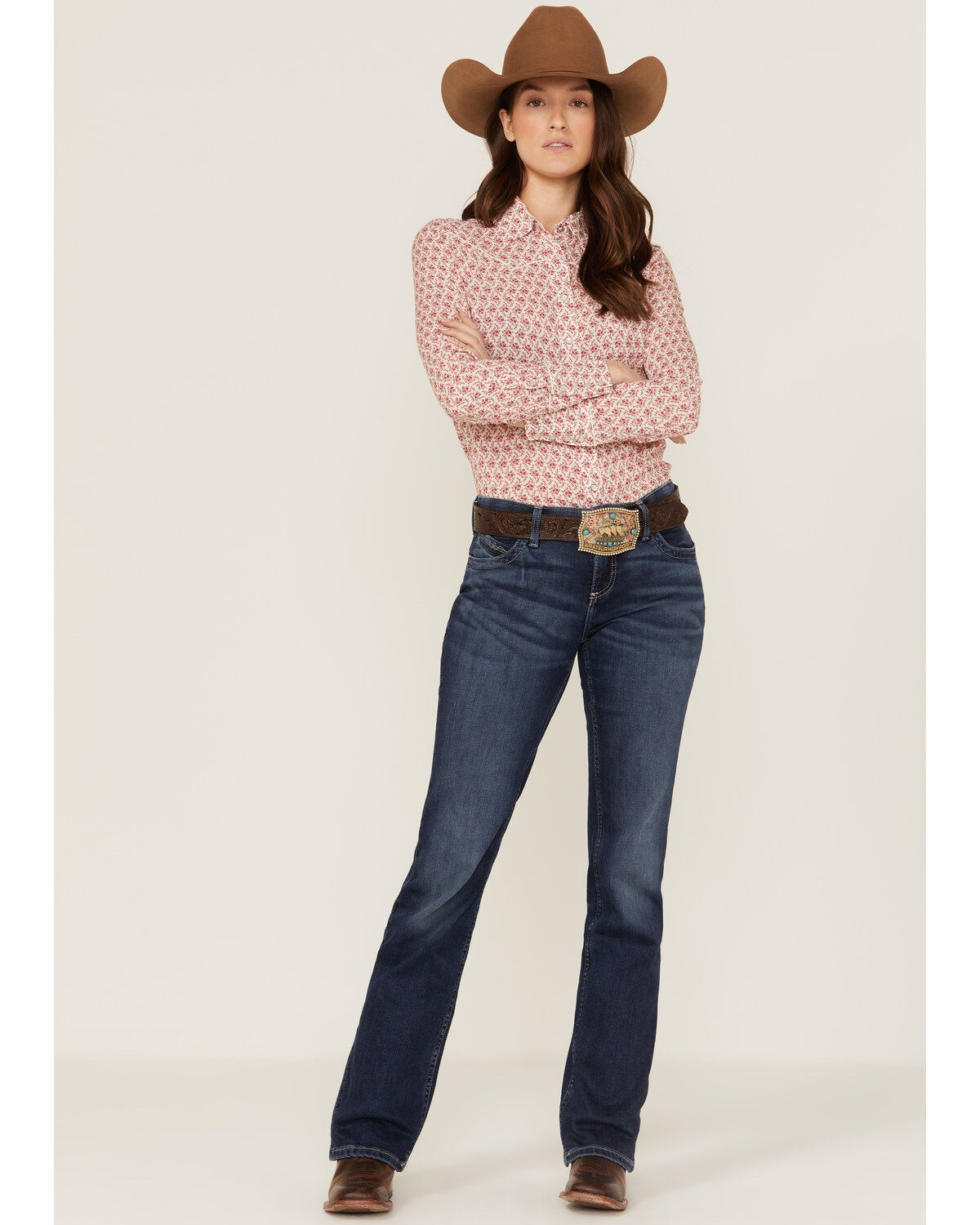 Stetson Women's Floral Print Long Sleeve Pearl Snap Western Shirt