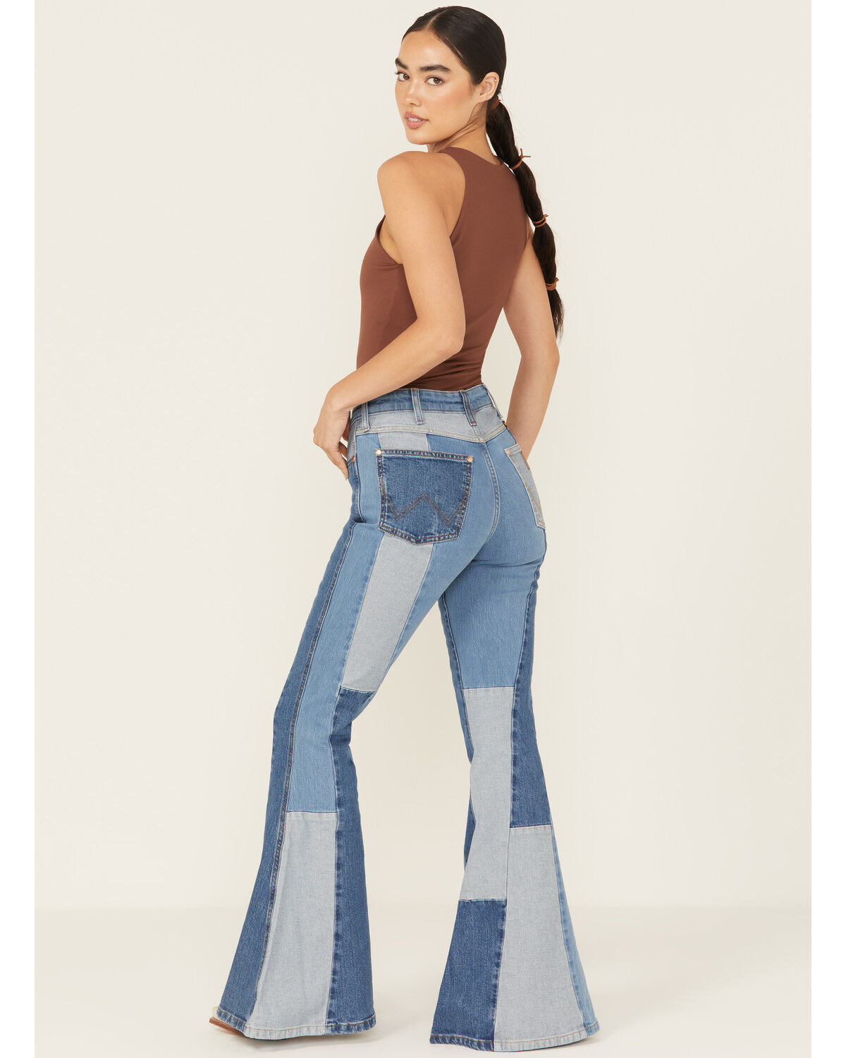 Wrangler X Lainey Wilson Women's High Rise Patchwork Flare Stretch Denim Jeans