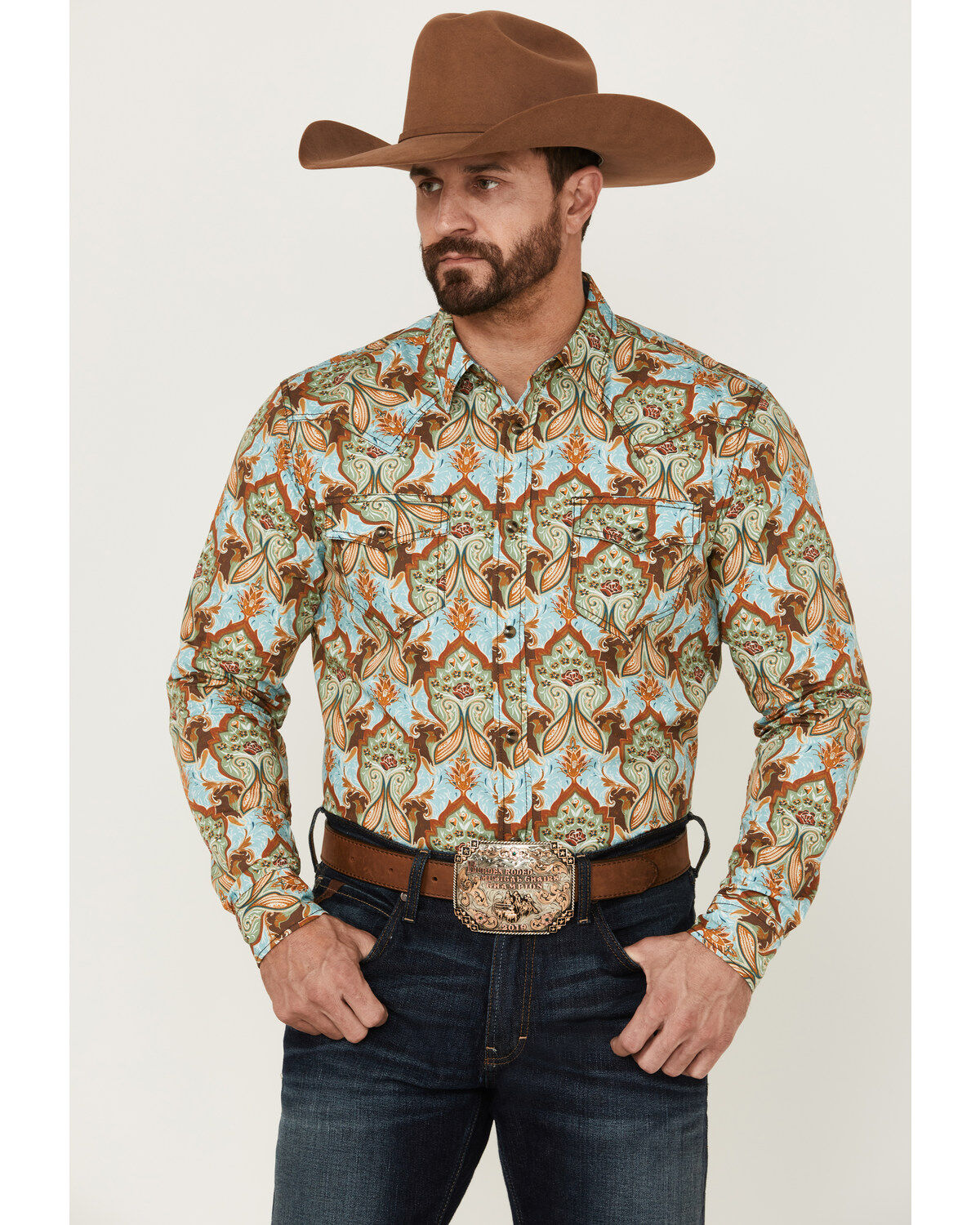 Cody James Men's Rushmore Print Long Sleeve Snap Western Shirt