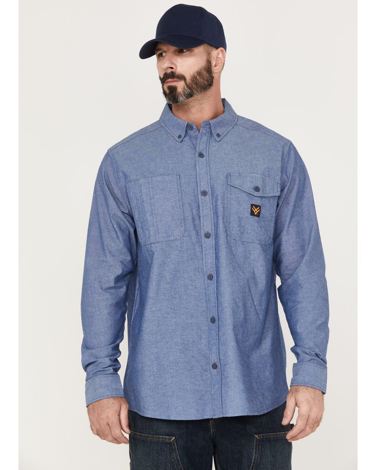 Hawx Men's Chambray Sun Protection Long Sleeve Button-Down Western Shirt - Tall