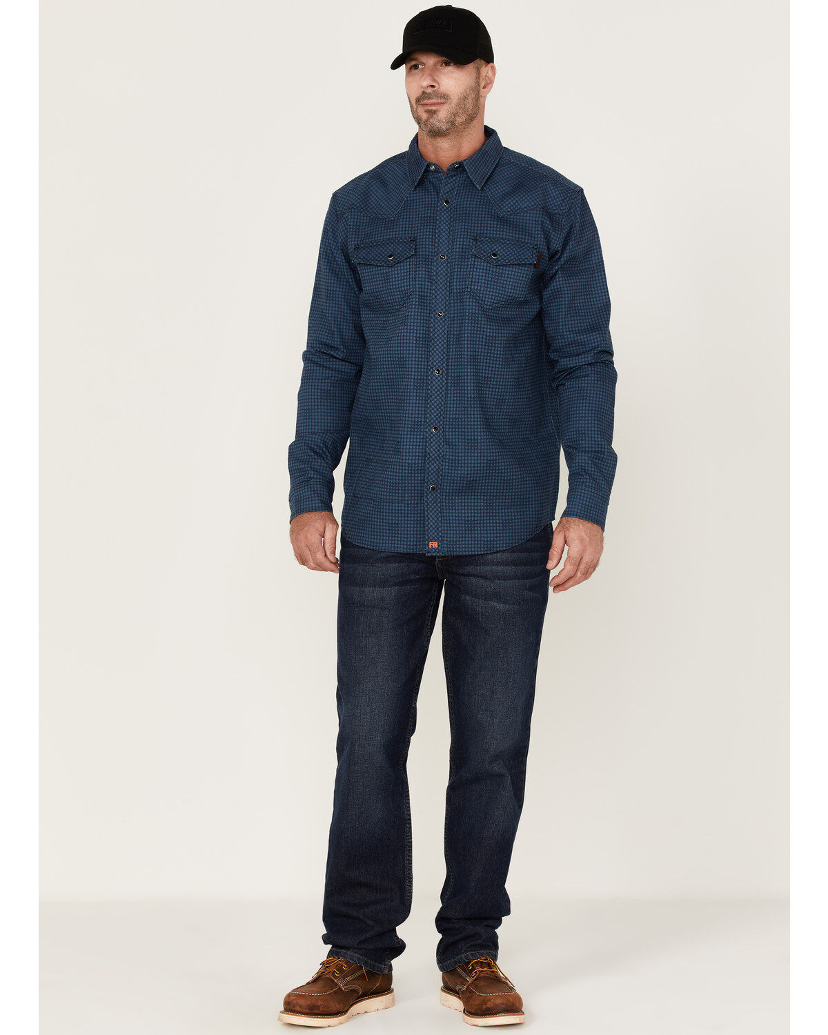 Cody James Men's FR Houndstooth Check Long Sleeve Snap Work Shirt